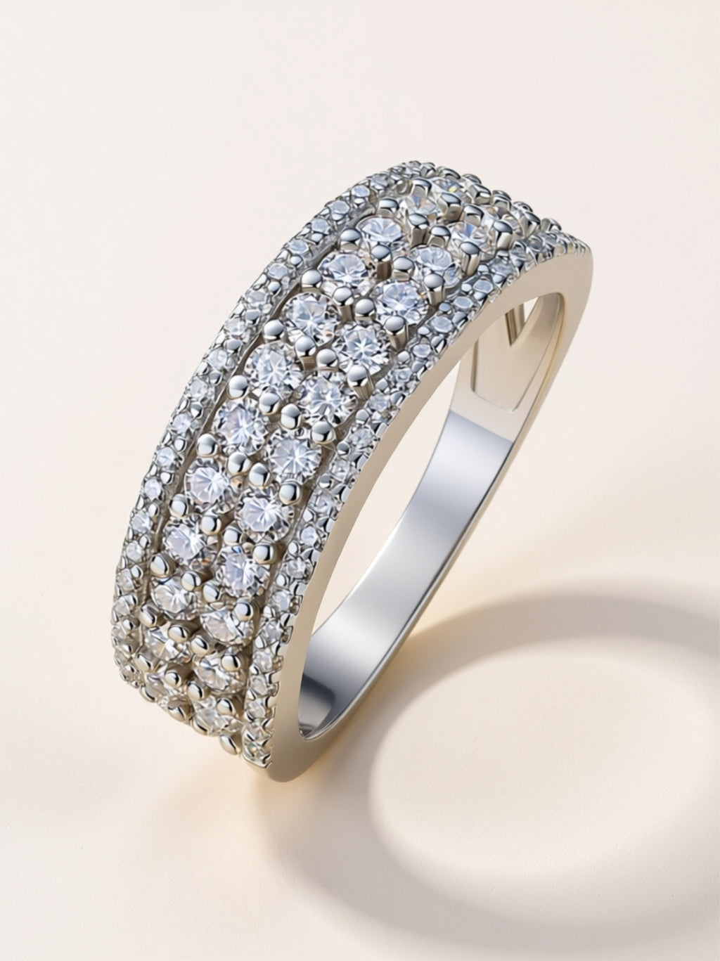 S925 Platinum‑Plated Wide Moissanite Band