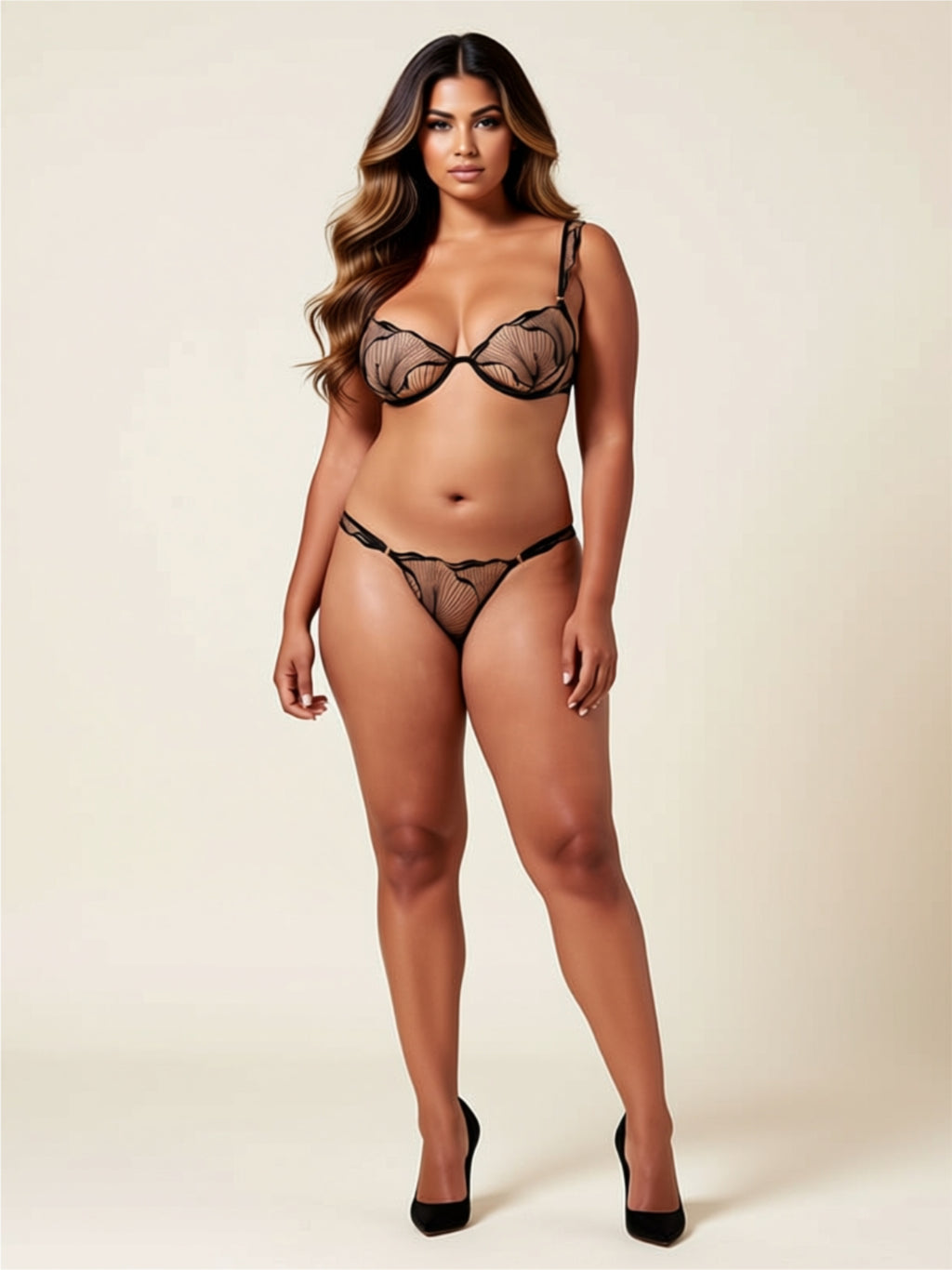 French‑Inspired Embroidered Lace Lingerie Set