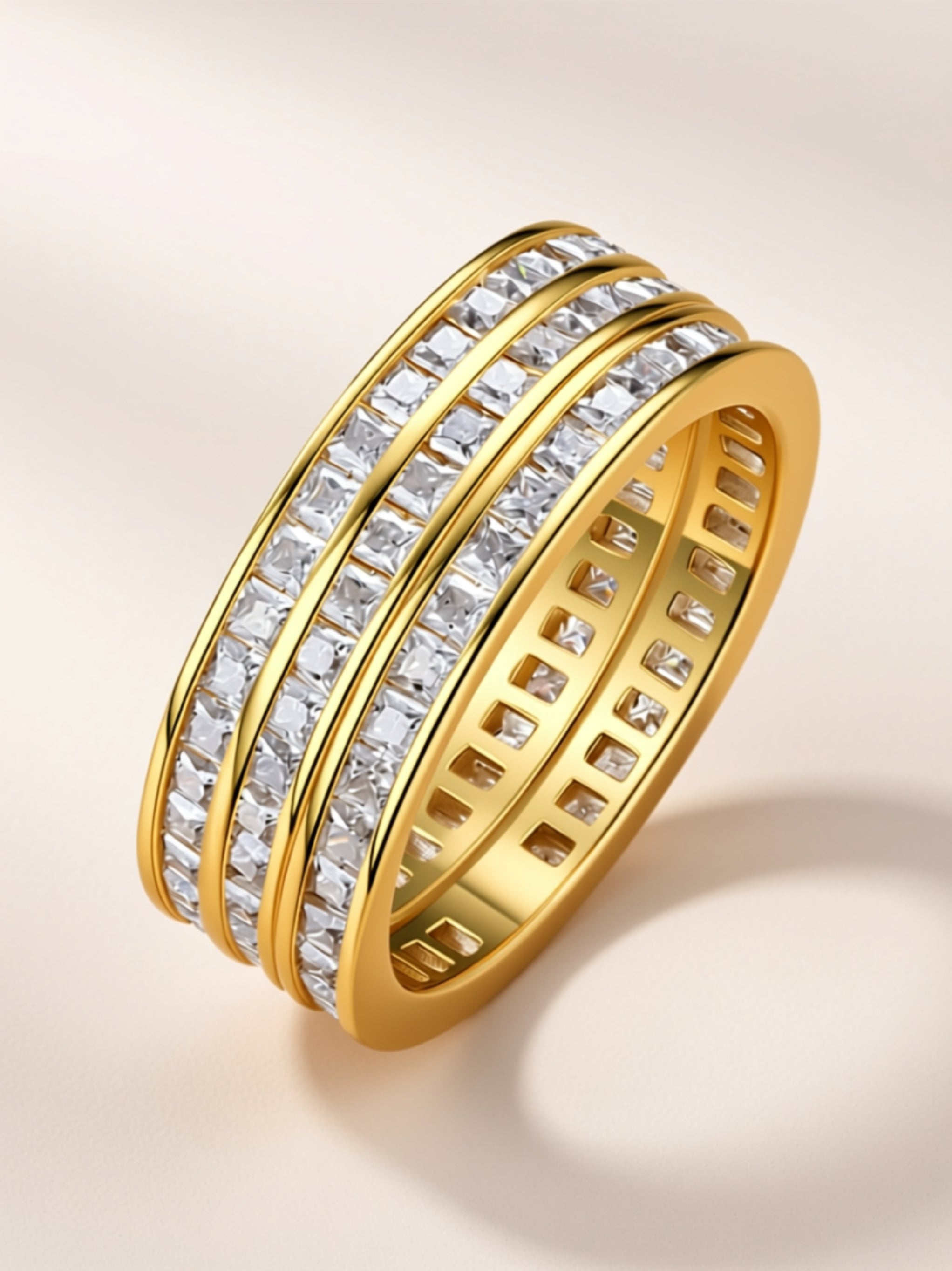 Triple‑Row Moissanite Ring Set