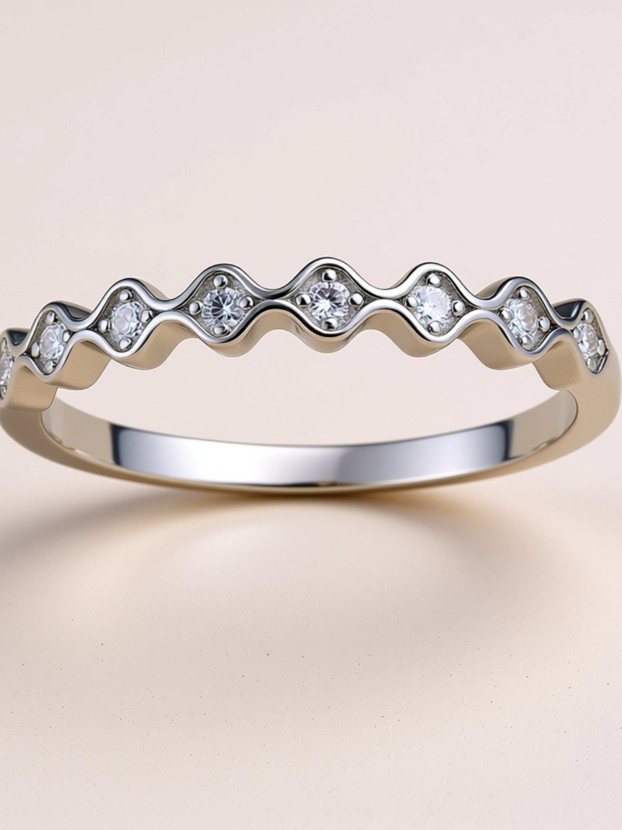 Dainty Wavy Moissanite Band
