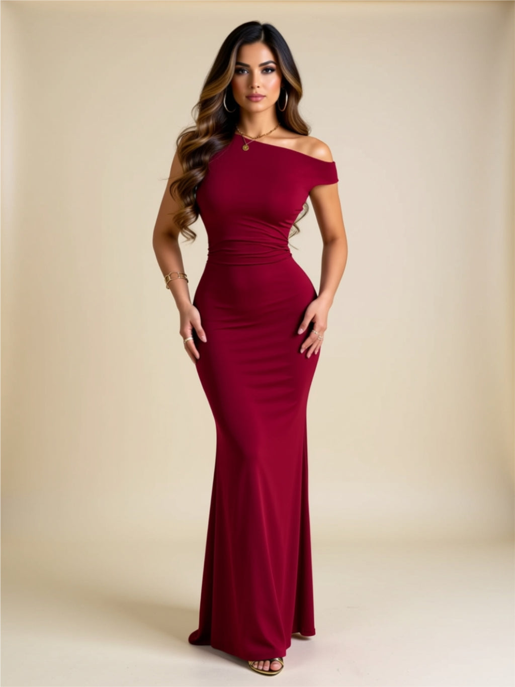 Elegant Off‑Shoulder Maxi Bodycon Dress