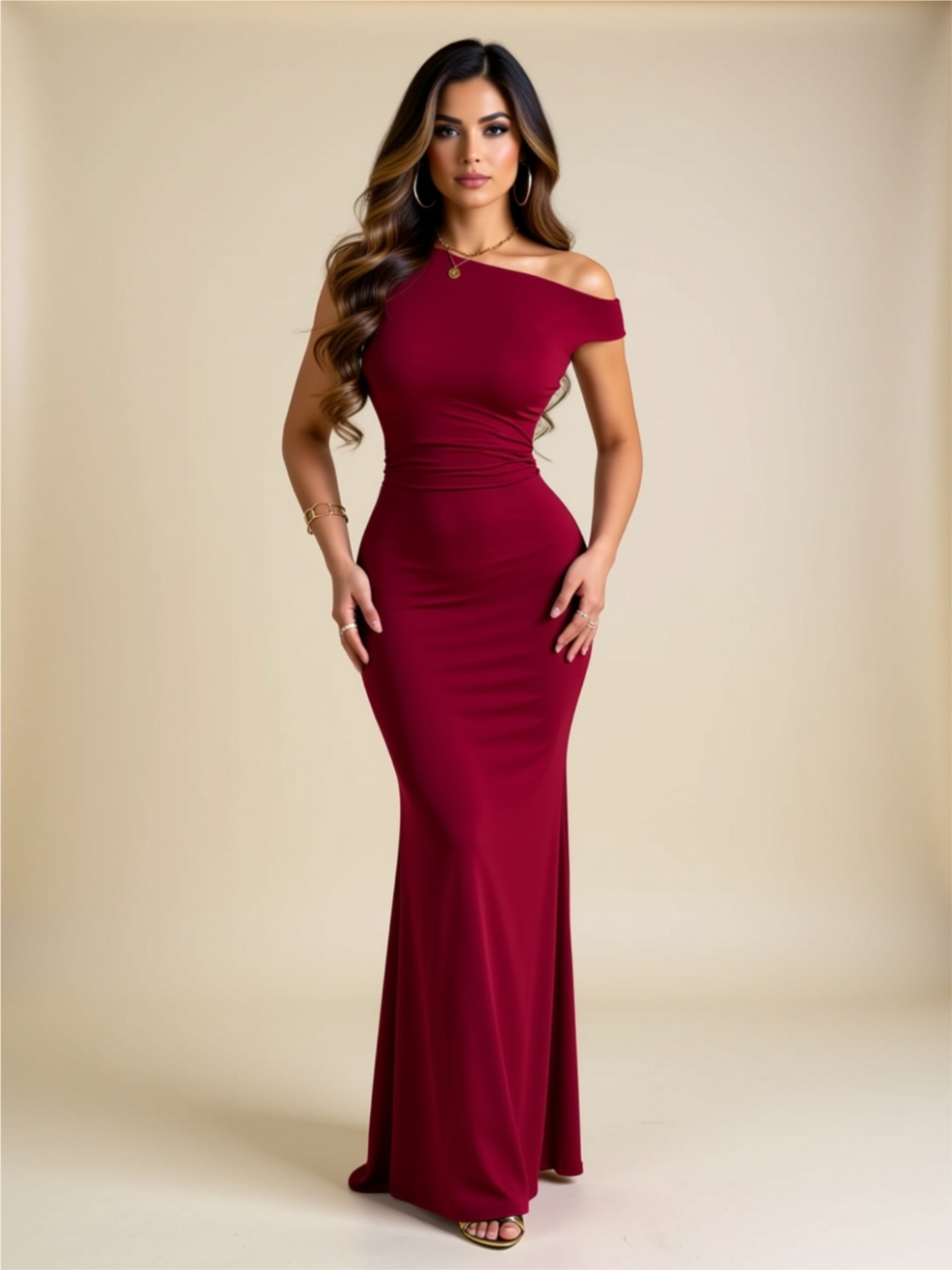 Elegant Off‑Shoulder Maxi Bodycon Dress