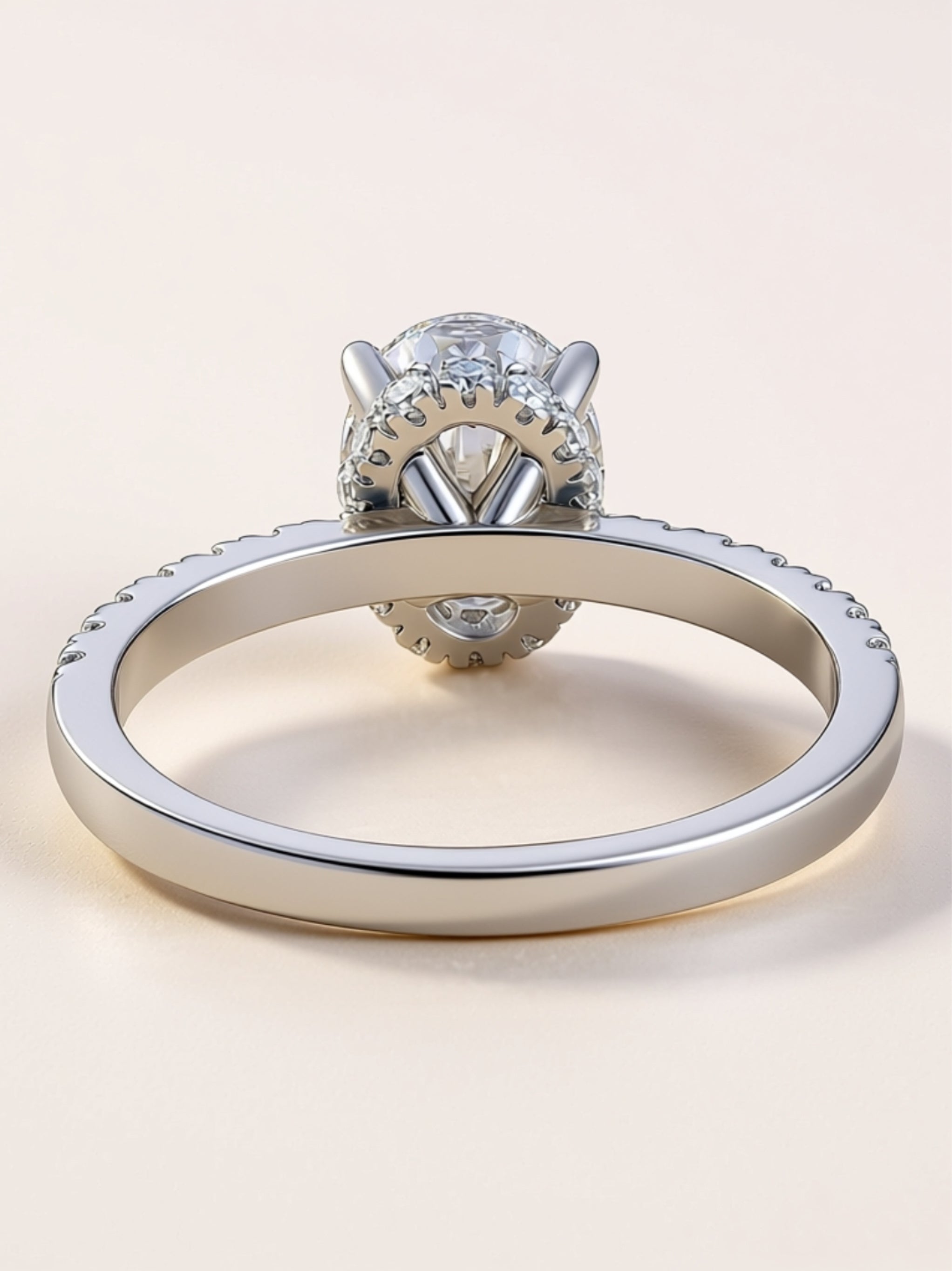 S925 Platinum‑Plated Oval Moissanite Engagement Ring