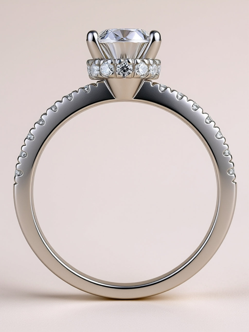 S925 Platinum‑Plated Oval Moissanite Engagement Ring