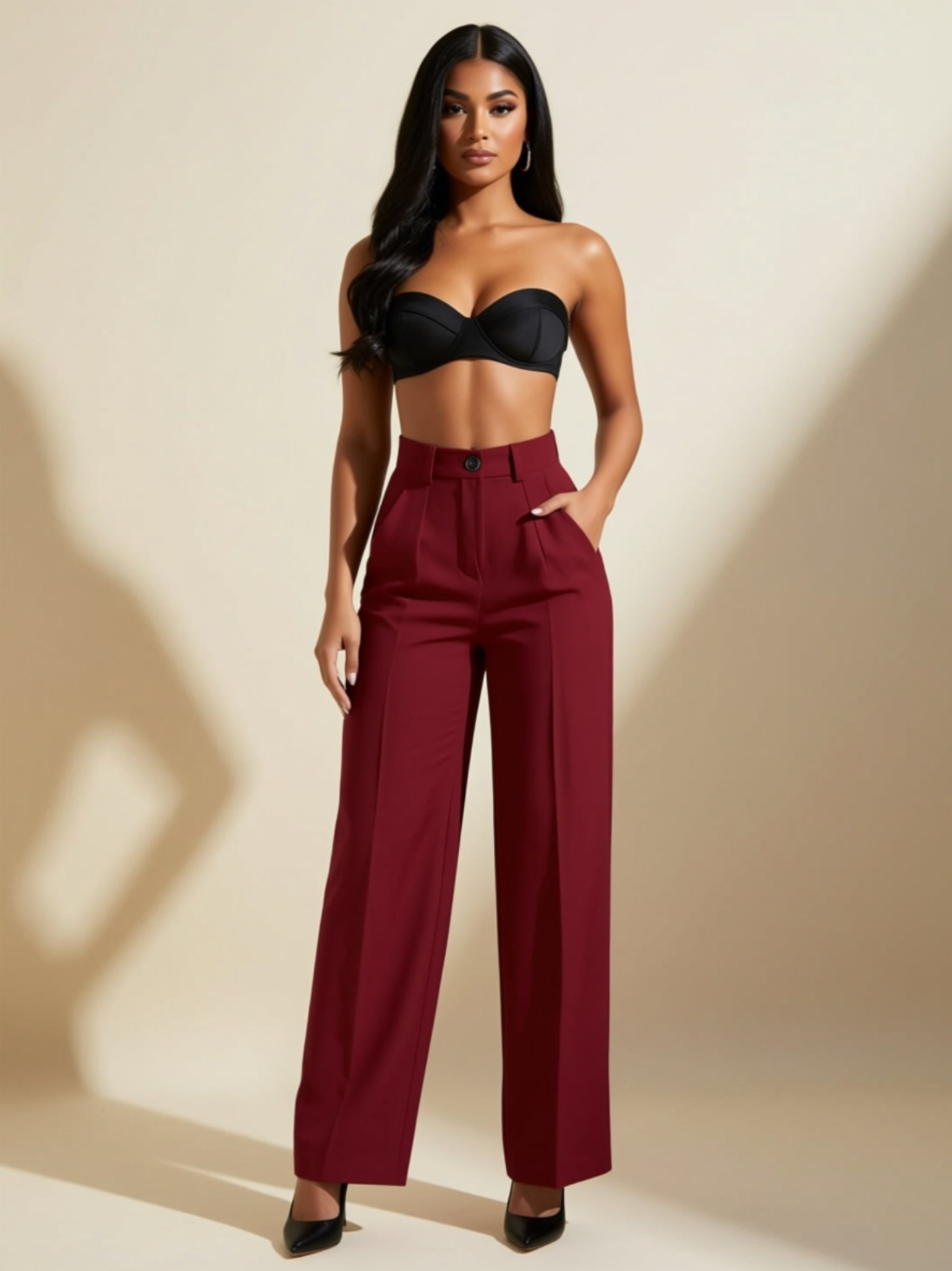 High-Waisted Wide Leg Dress Pants