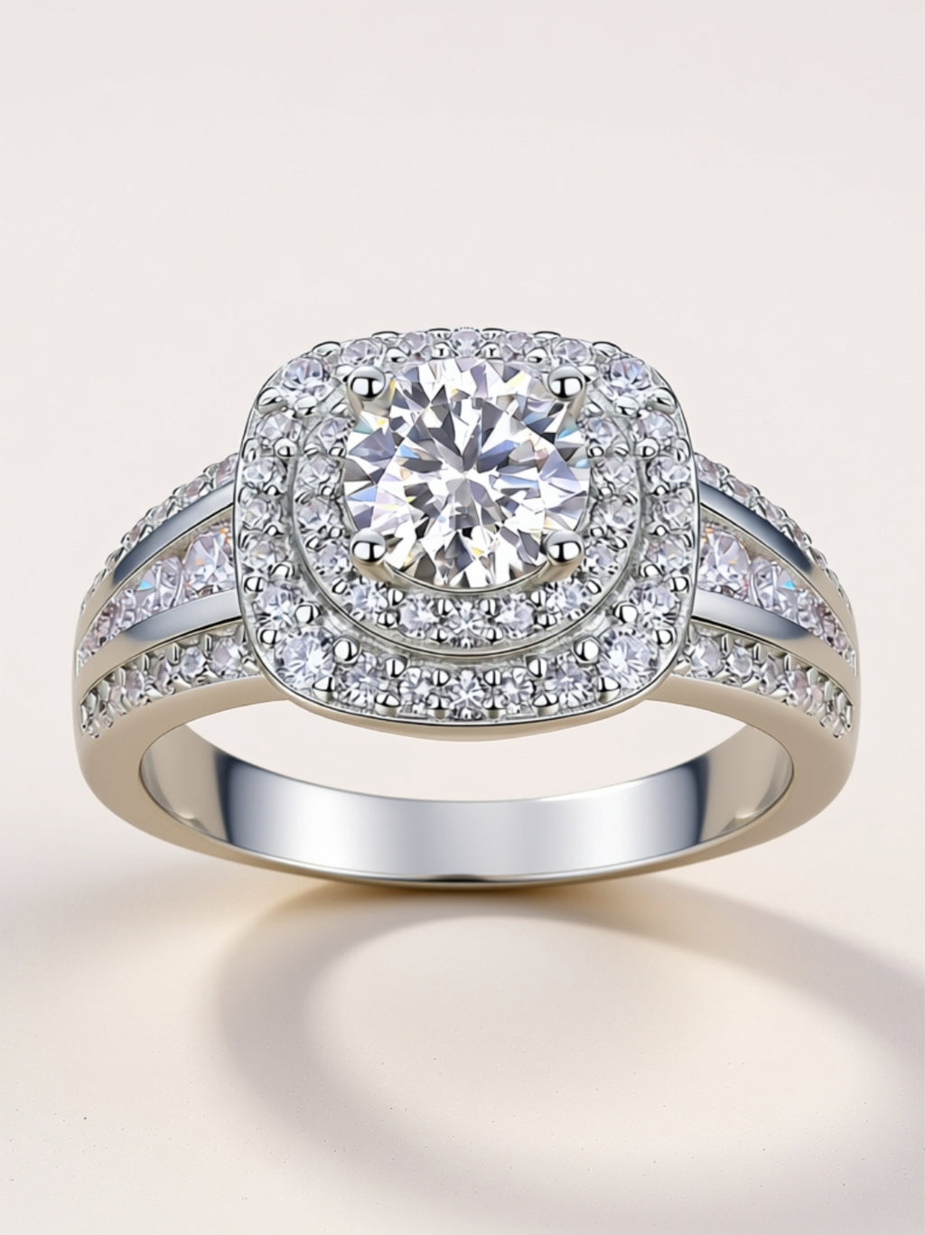1 Carat Double‑Halo Moissanite Engagement Ring