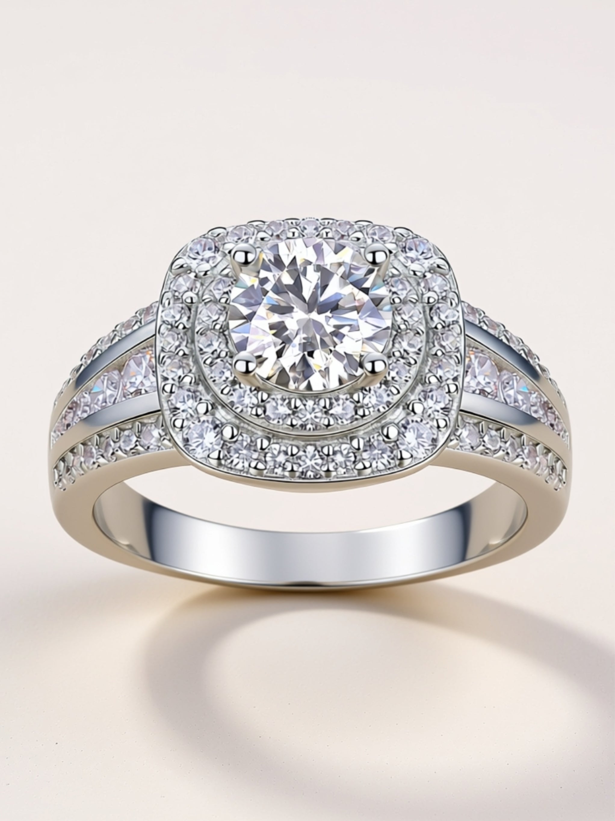 1 Carat Double‑Halo Moissanite Engagement Ring