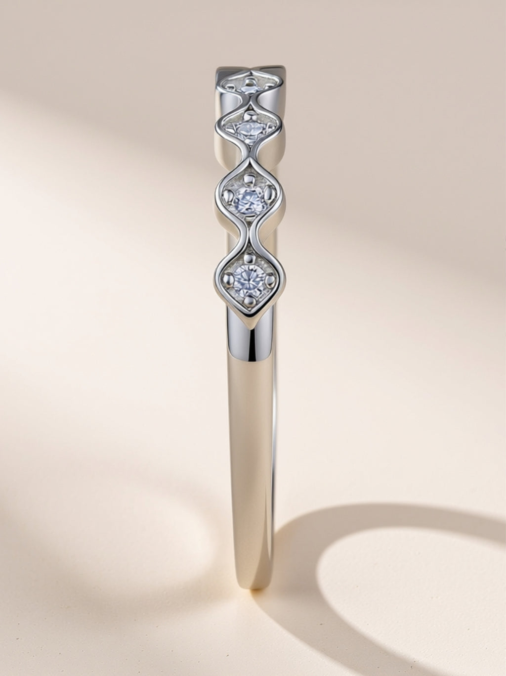 Dainty Wavy Moissanite Band