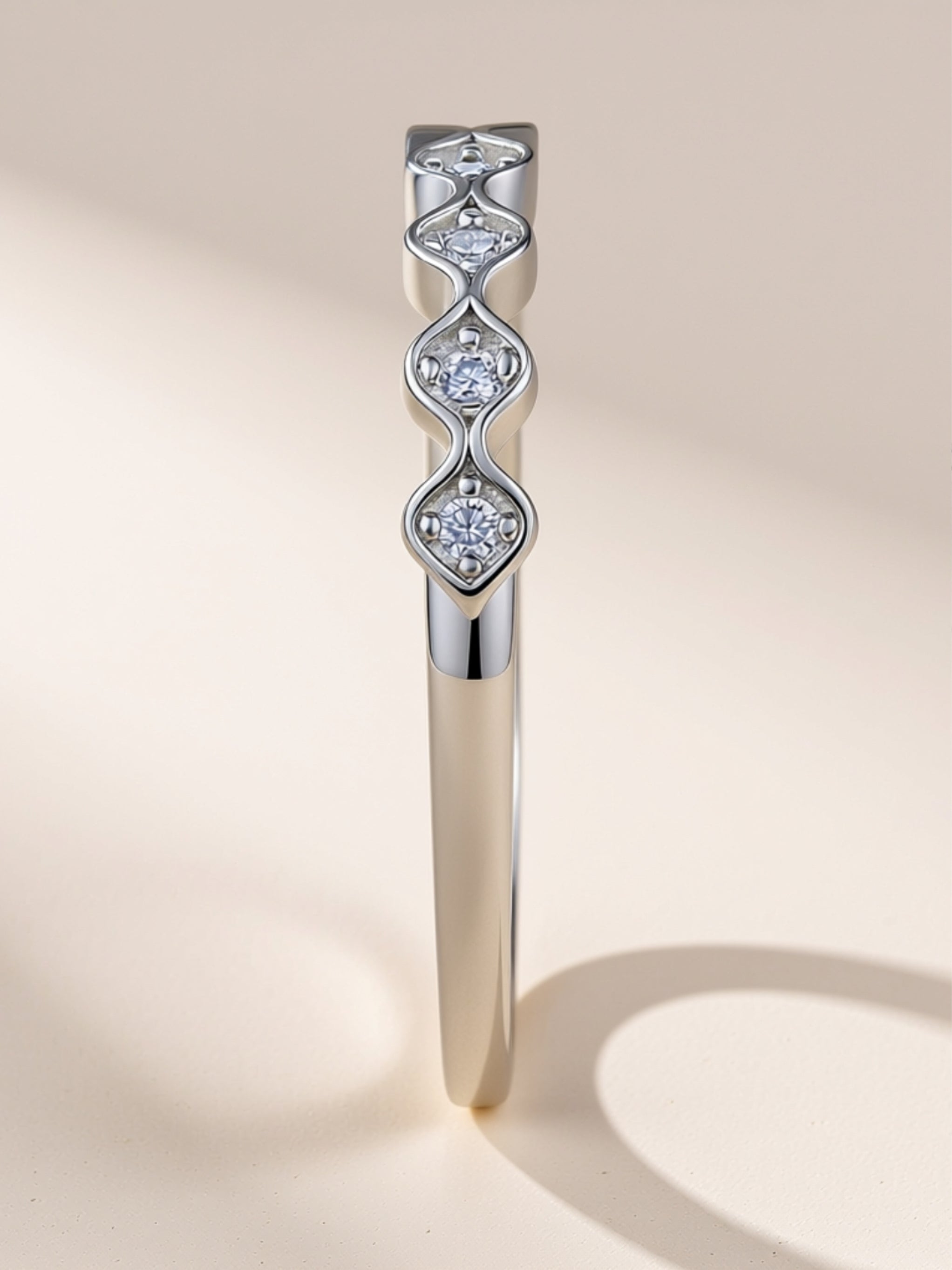 Dainty Wavy Moissanite Band