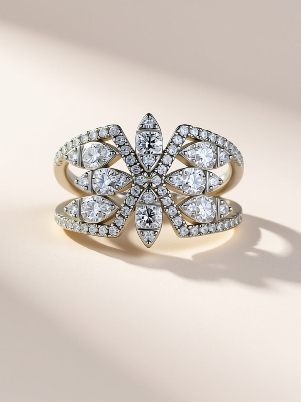 Floral Moissanite Statement Ring