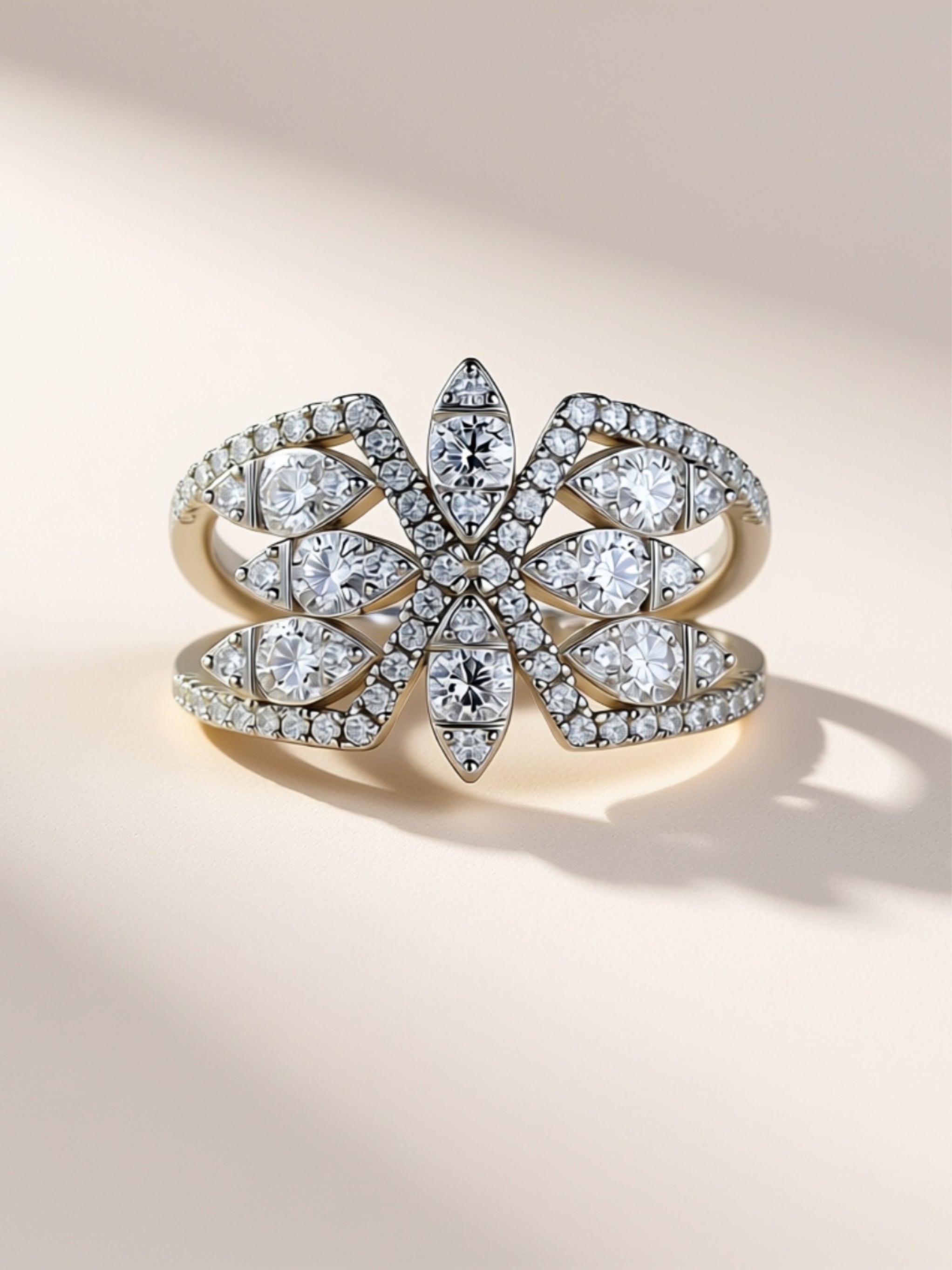 Floral Moissanite Statement Ring