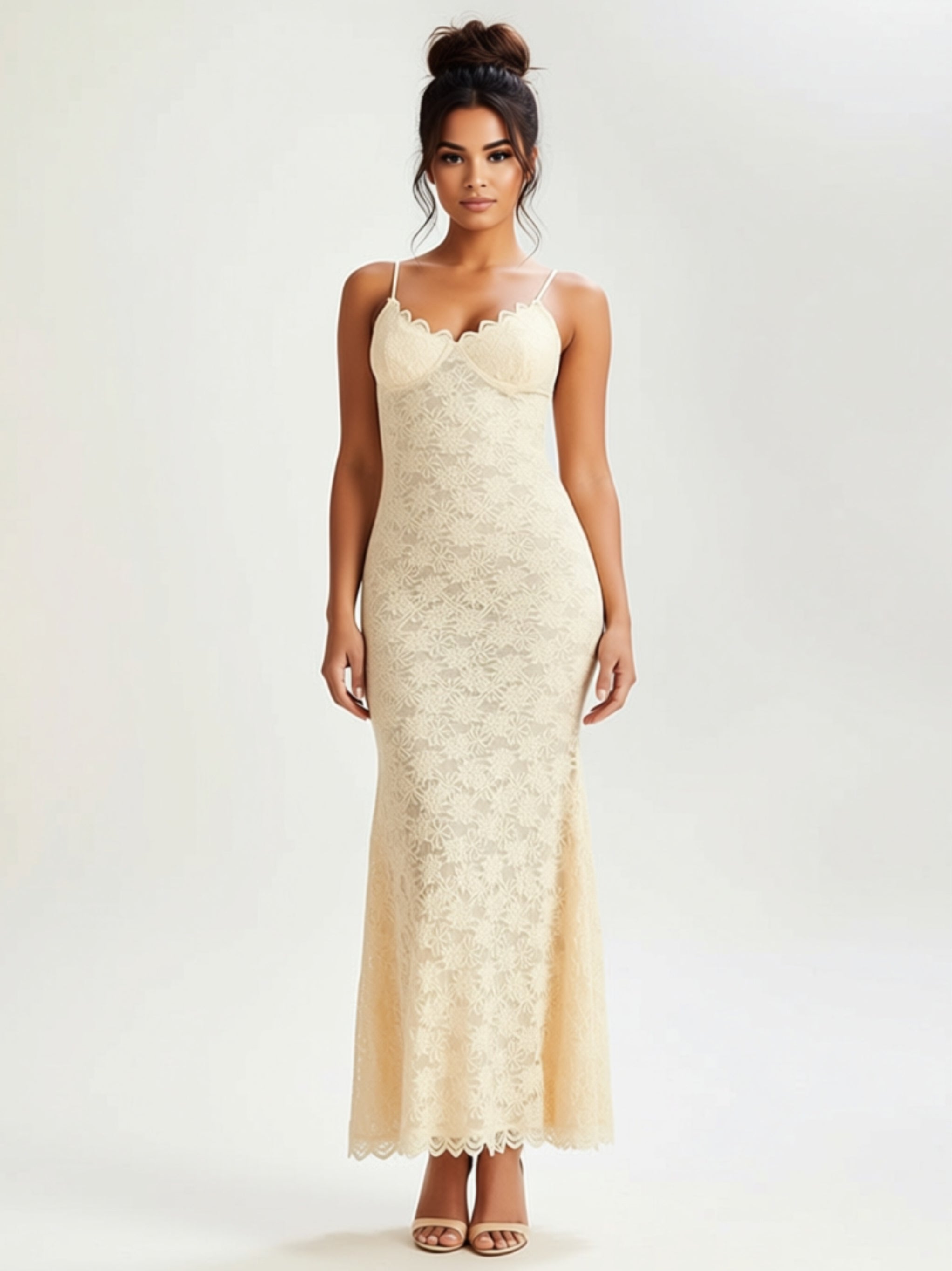 Sheer Lace Maxi Slip Dress