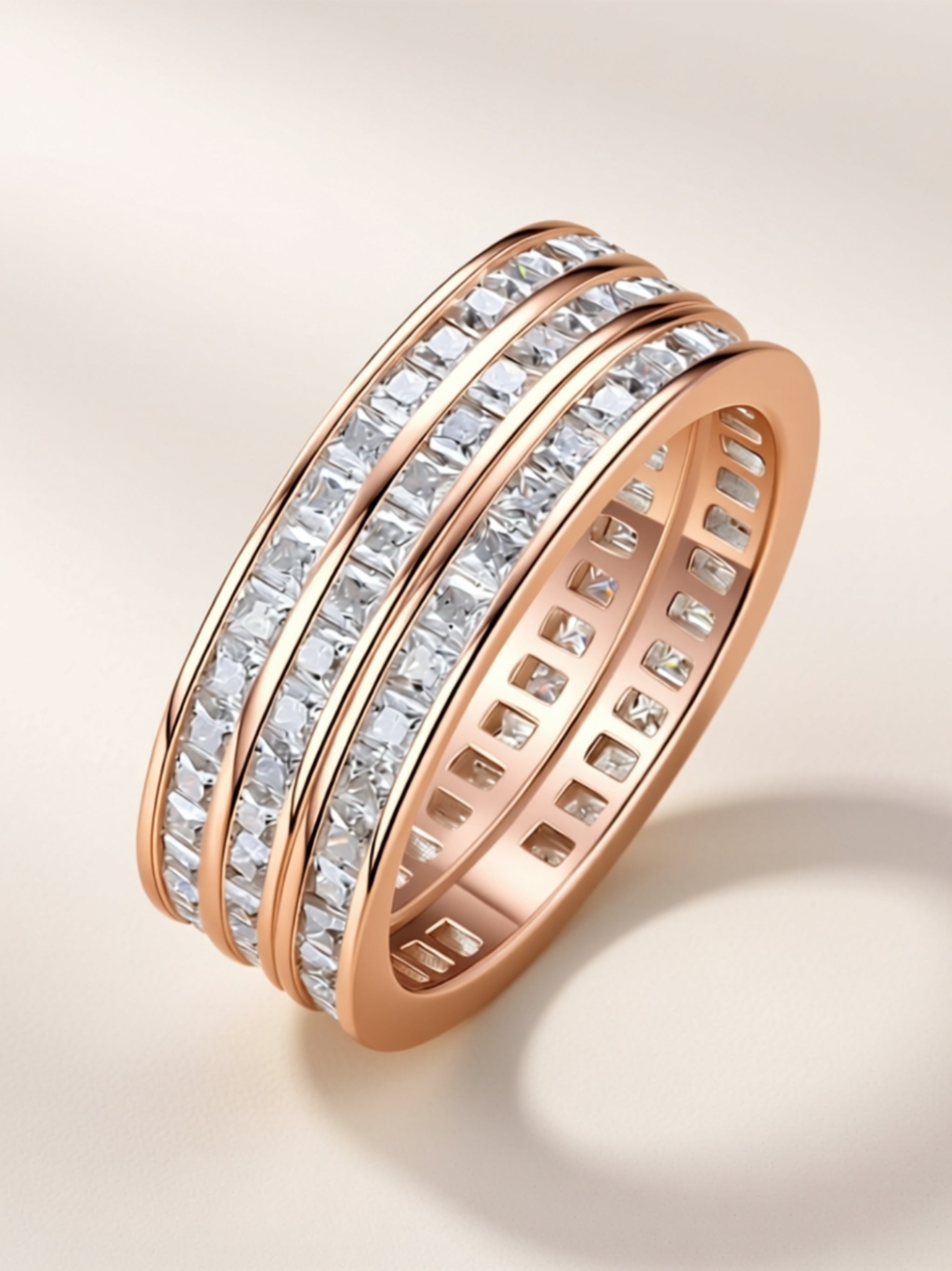 Triple‑Row Moissanite Ring Set