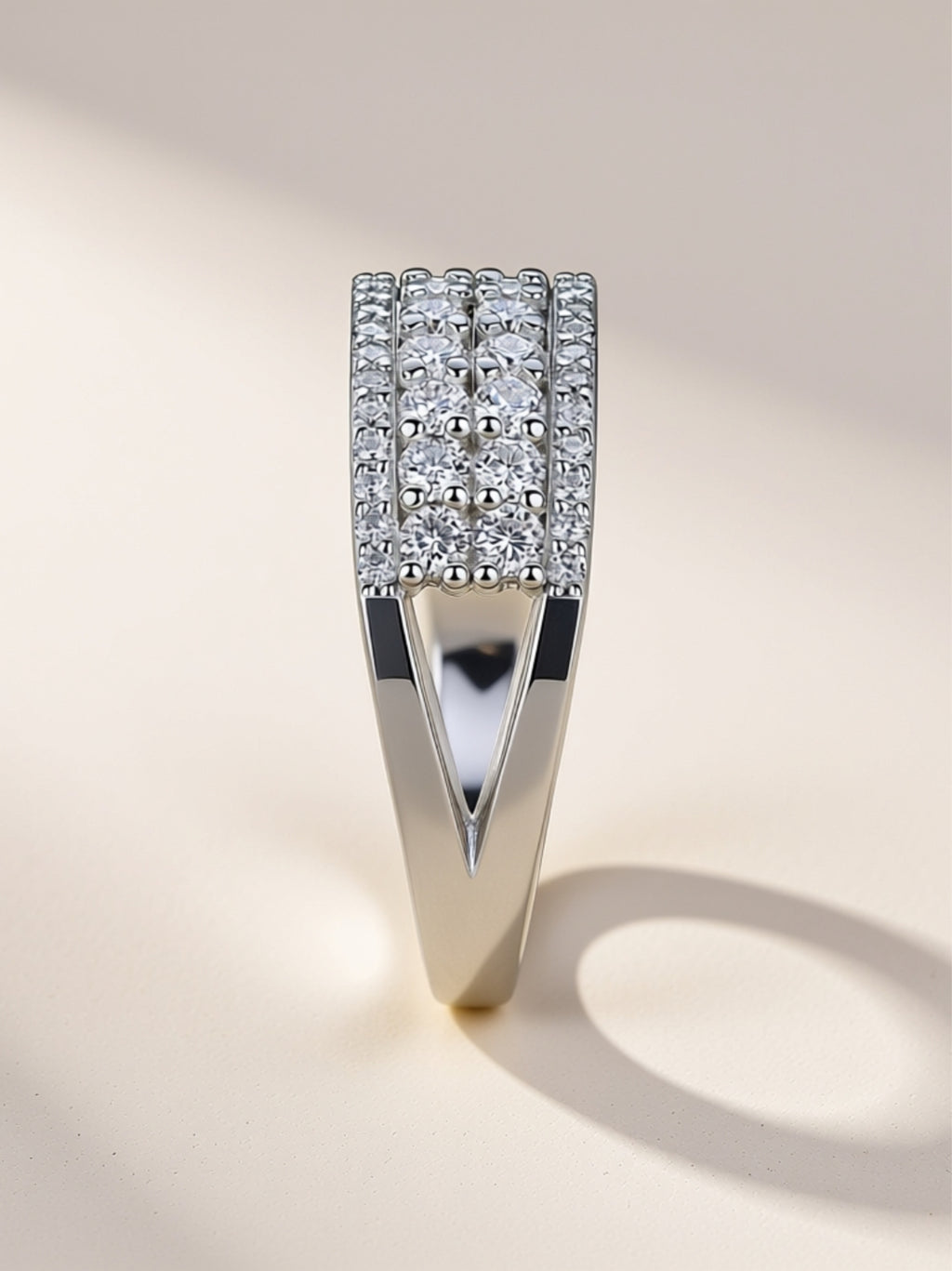 S925 Platinum‑Plated Wide Moissanite Band