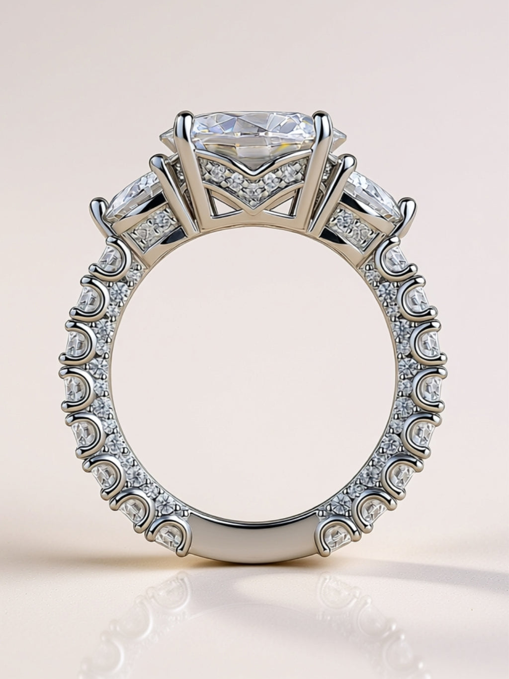 5 Carat Three‑Stone Moissanite Engagement Ring