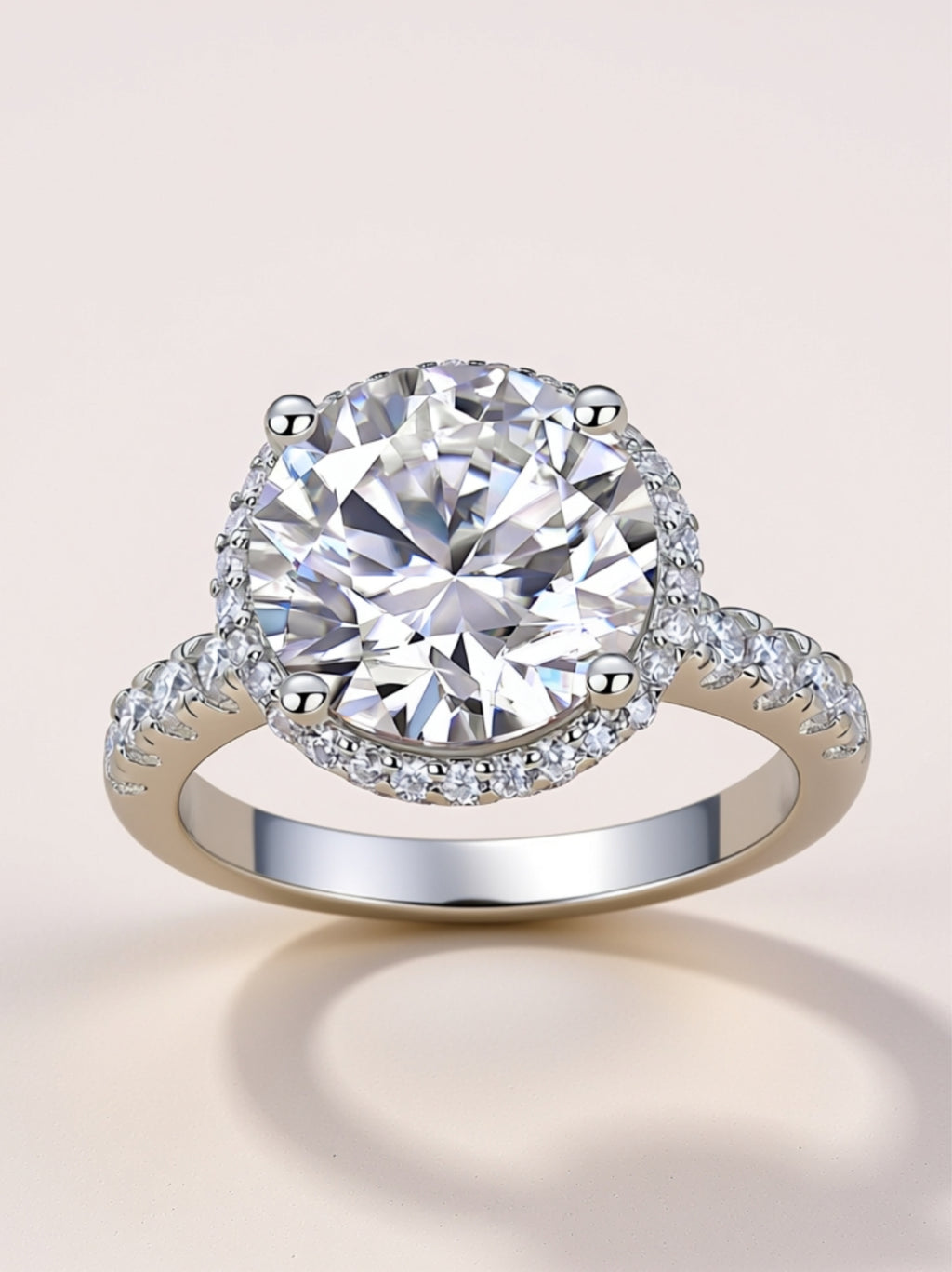 5 Carat Moissanite Halo Engagement Ring
