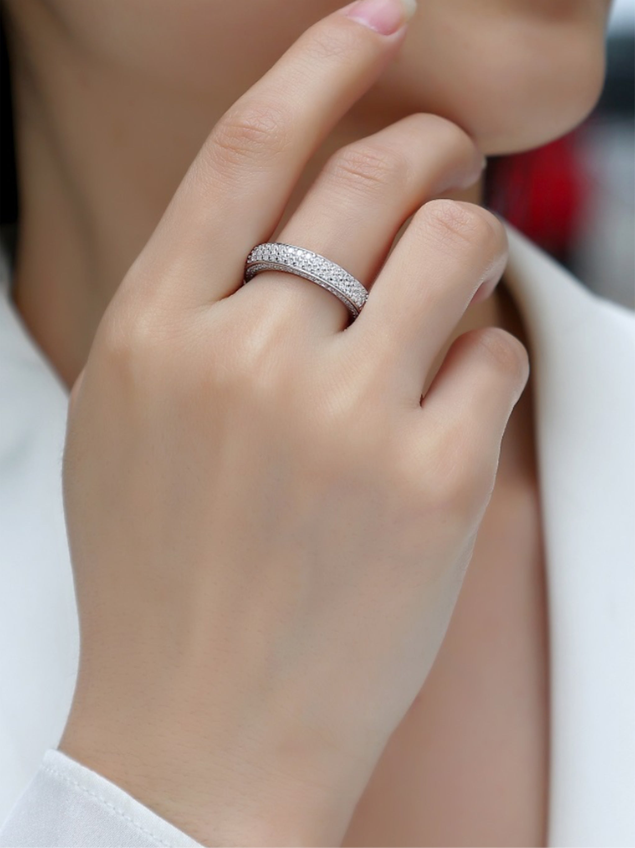 Wide Pavé Moissanite Eternity Band
