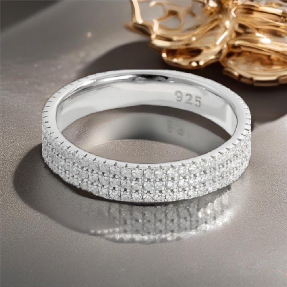 Inlaid CZ 925 Sterling Silver Ring