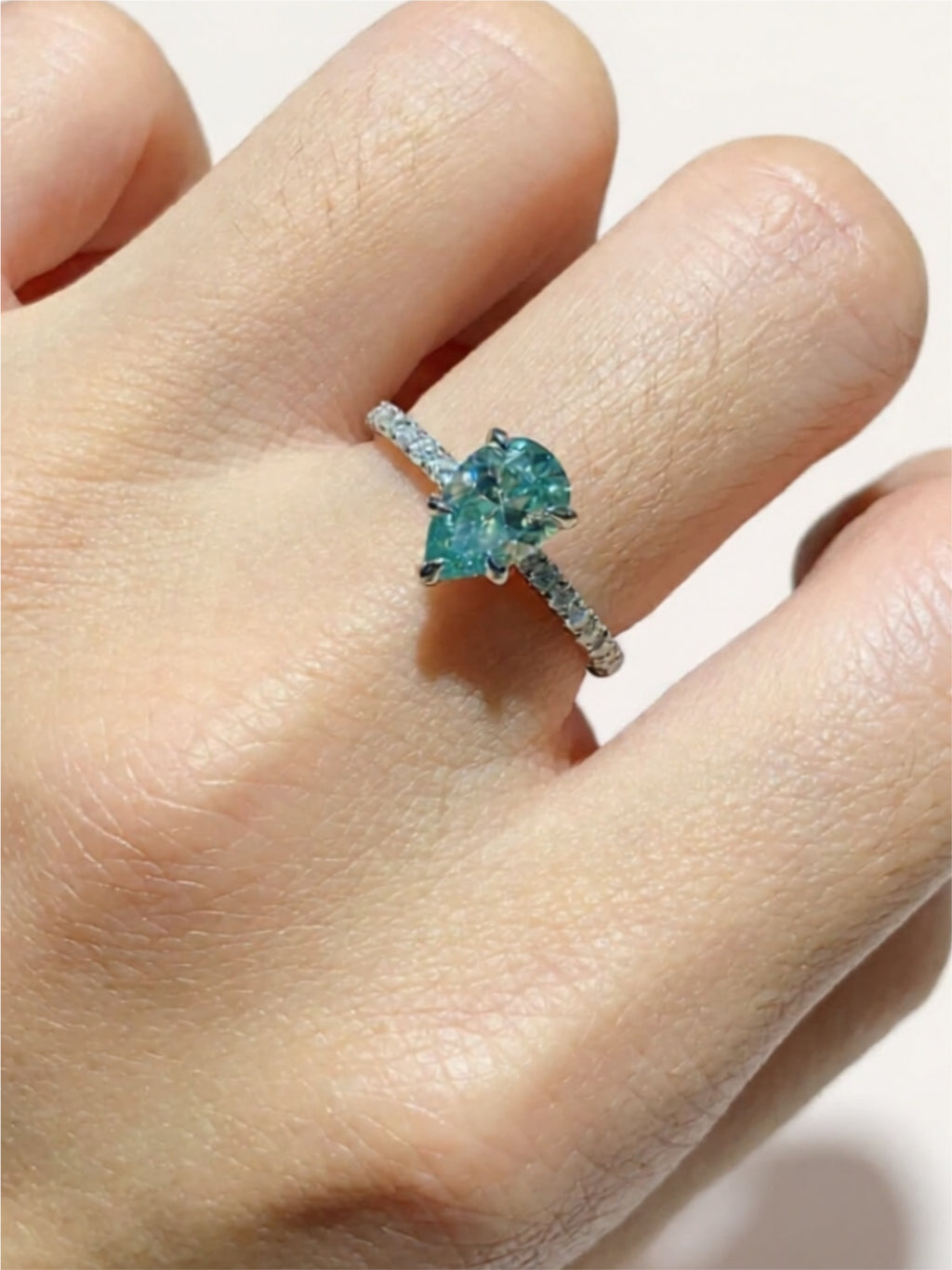 1.5 Carat Teardrop Moissanite 925 Sterling Silver Ring