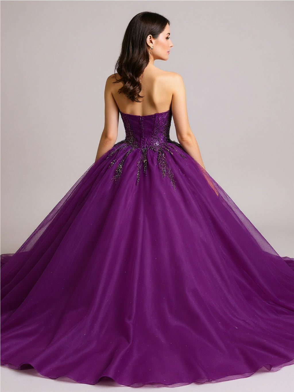 Strapless Crystal Beaded Quinceanera Ball Gown
