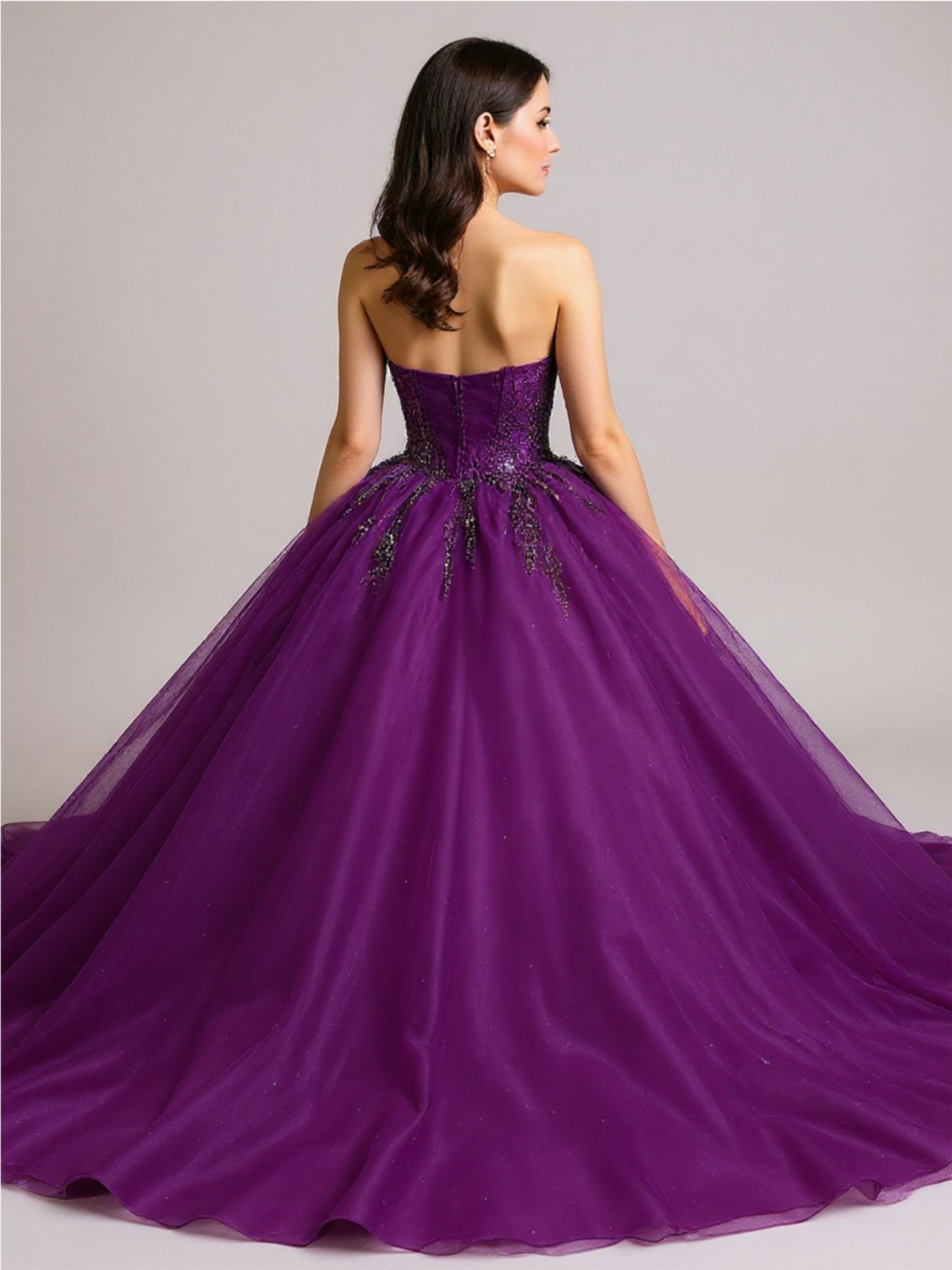 Strapless Crystal Beaded Quinceanera Ball Gown