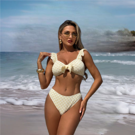 Yellow Bikini with Ruffle Sleeves