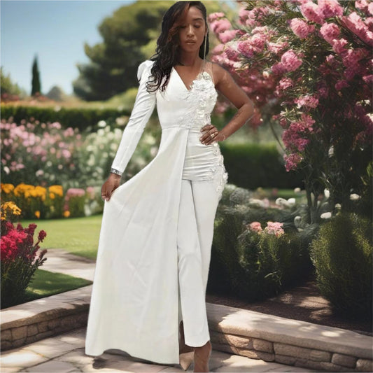 Wedding Jumpsuit With Overskirt