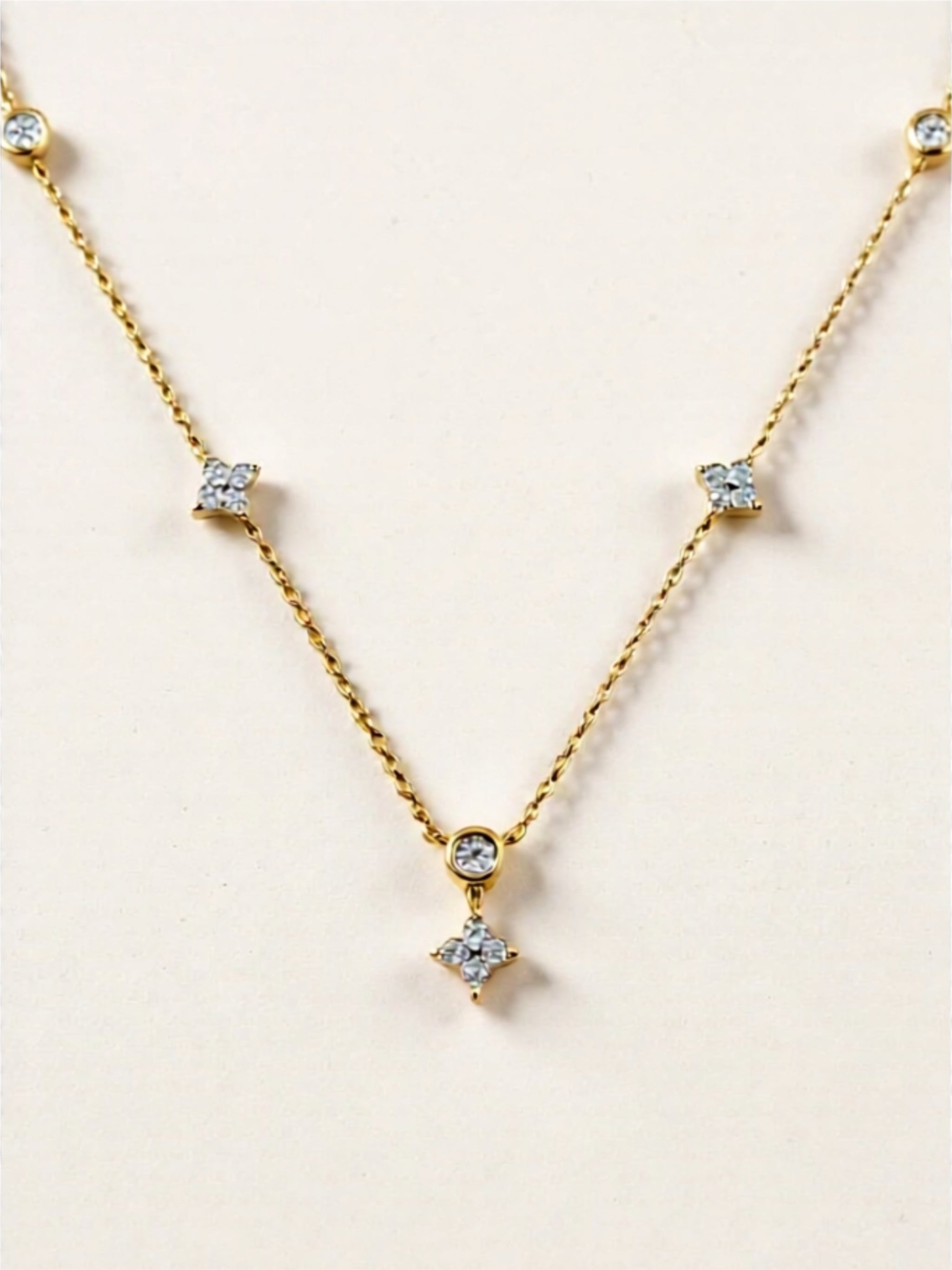 Minimalist Moissanite Station Necklace – Platinum, 18K Gold & Rose Gold-Plated 925 Sterling Silver