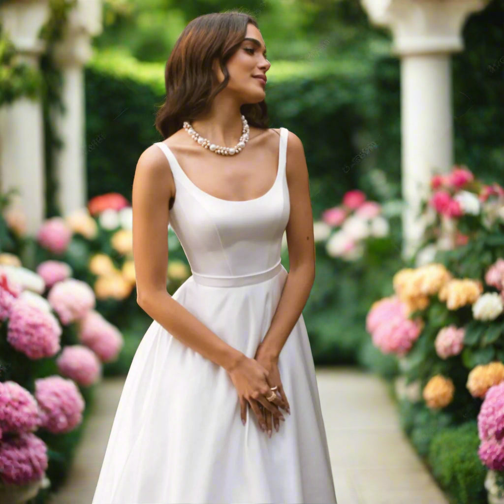 A-Line Square Collar Wedding Dress
