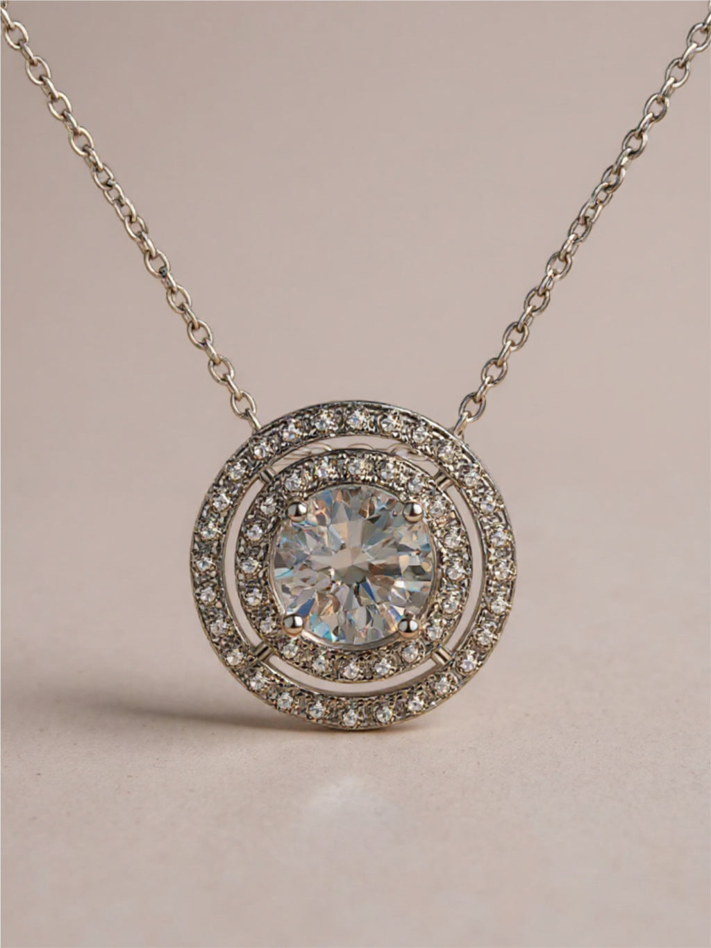 Moissanite Round Pendant 925 Sterling Silver Necklace