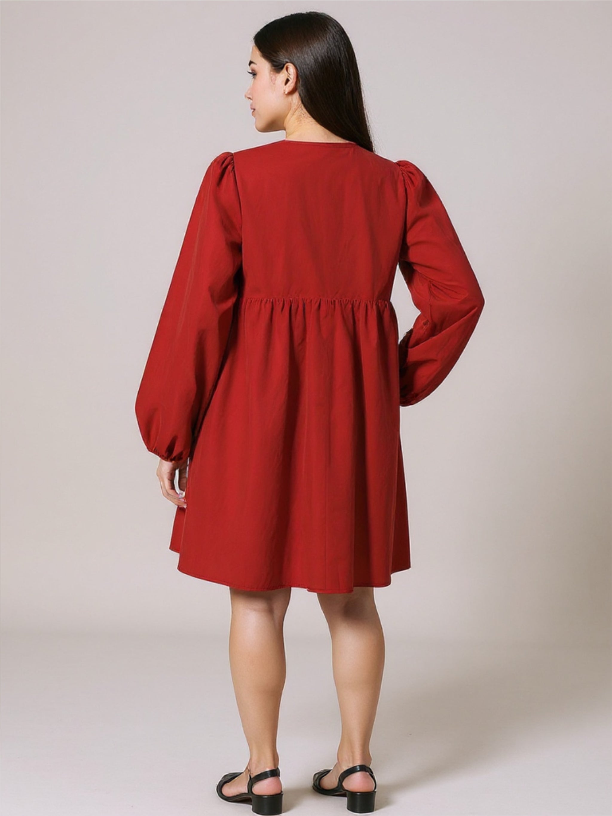 Front Tied Long Sleeve Mini Dress