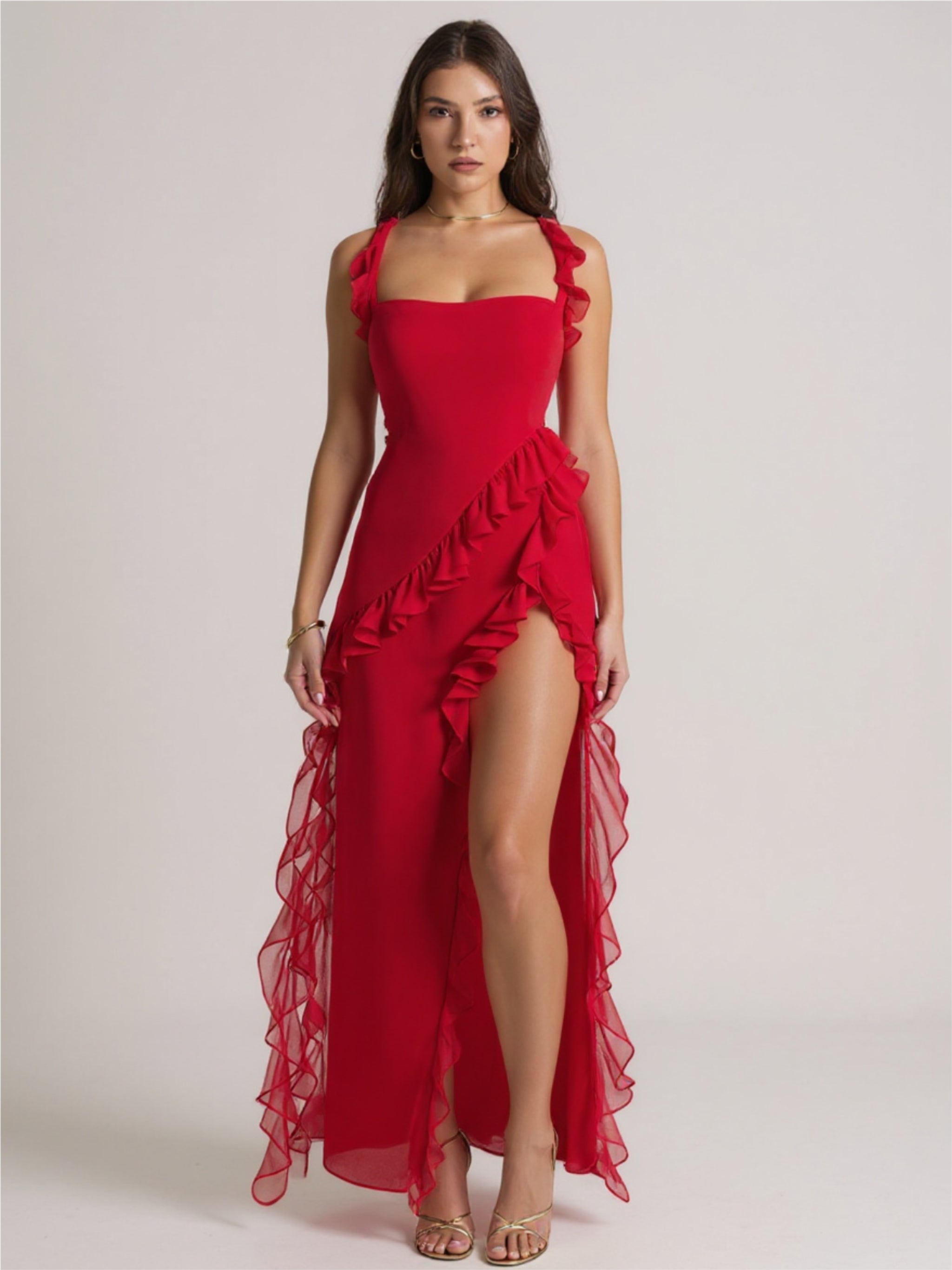 High Slit Ribbon Dress