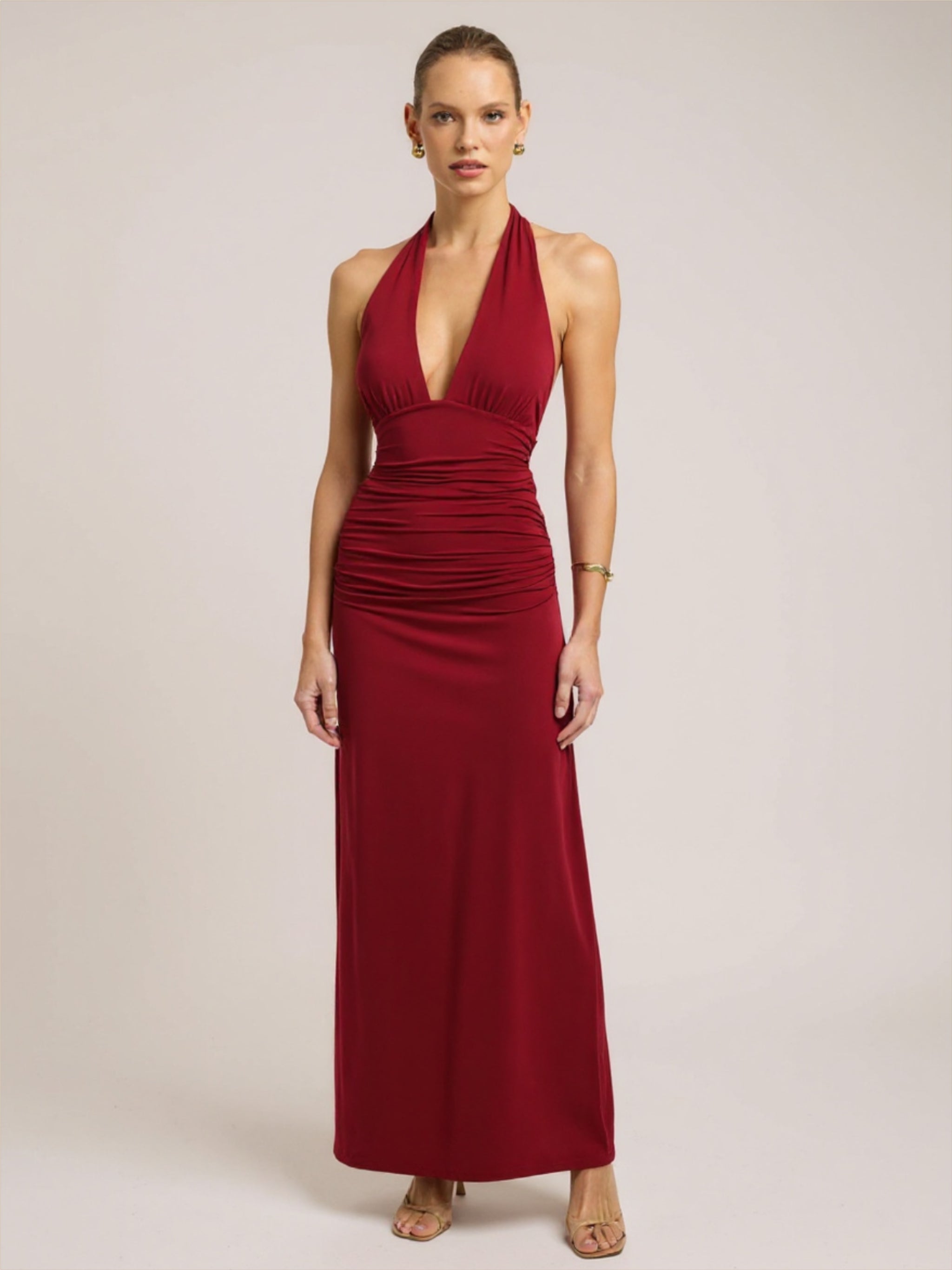 Sexy Halter V-Neck Maxi Dress