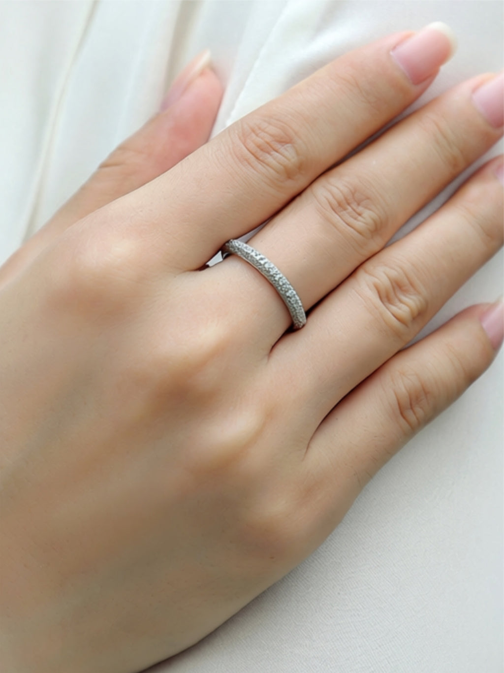 Dainty Micro‑Pavé Moissanite Band