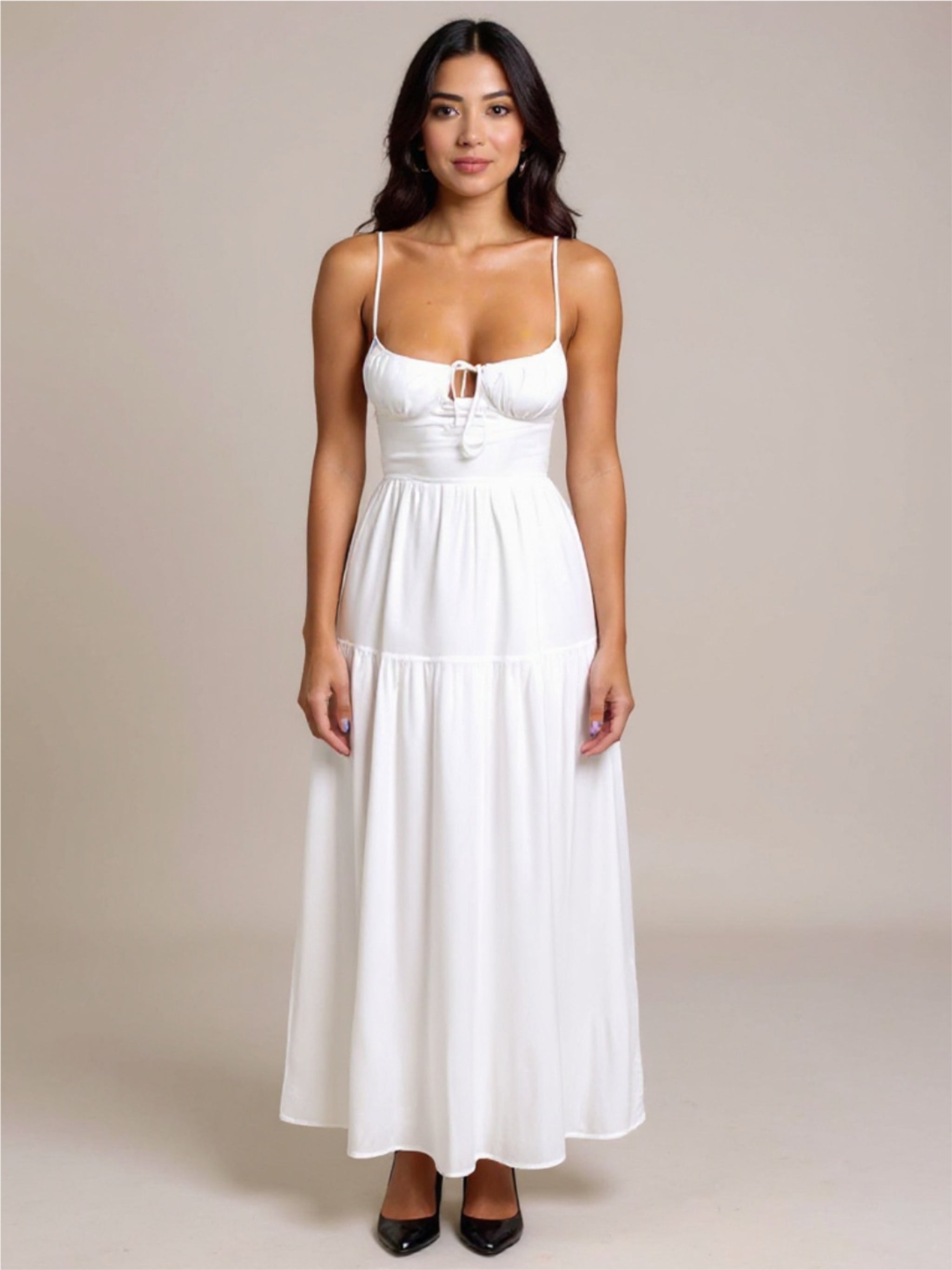 A-Line Tie Waist Maxi Dress
