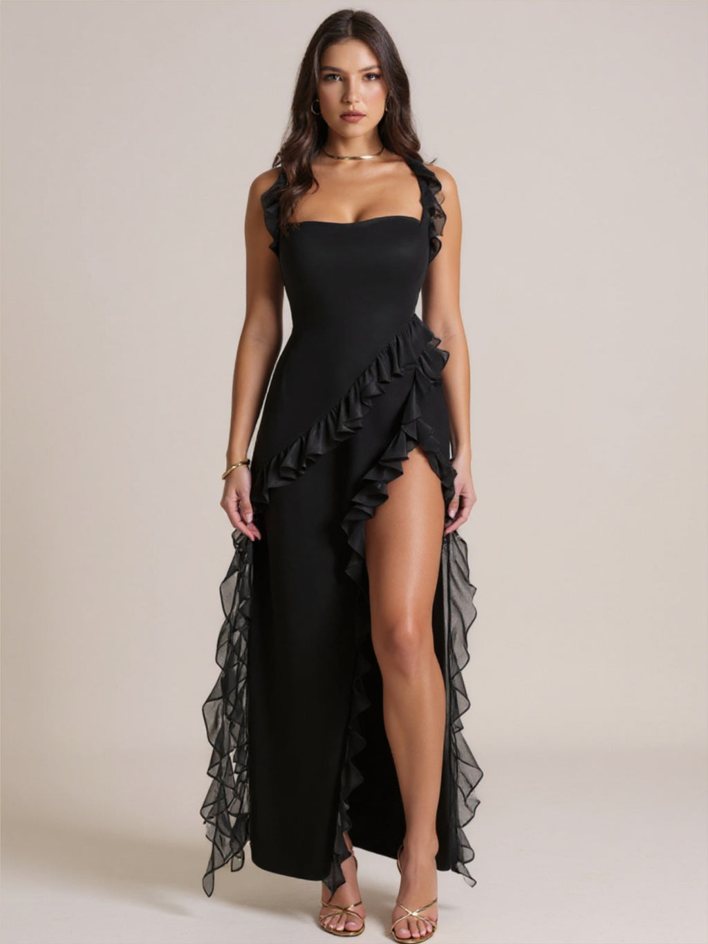 High Slit Ribbon Dress