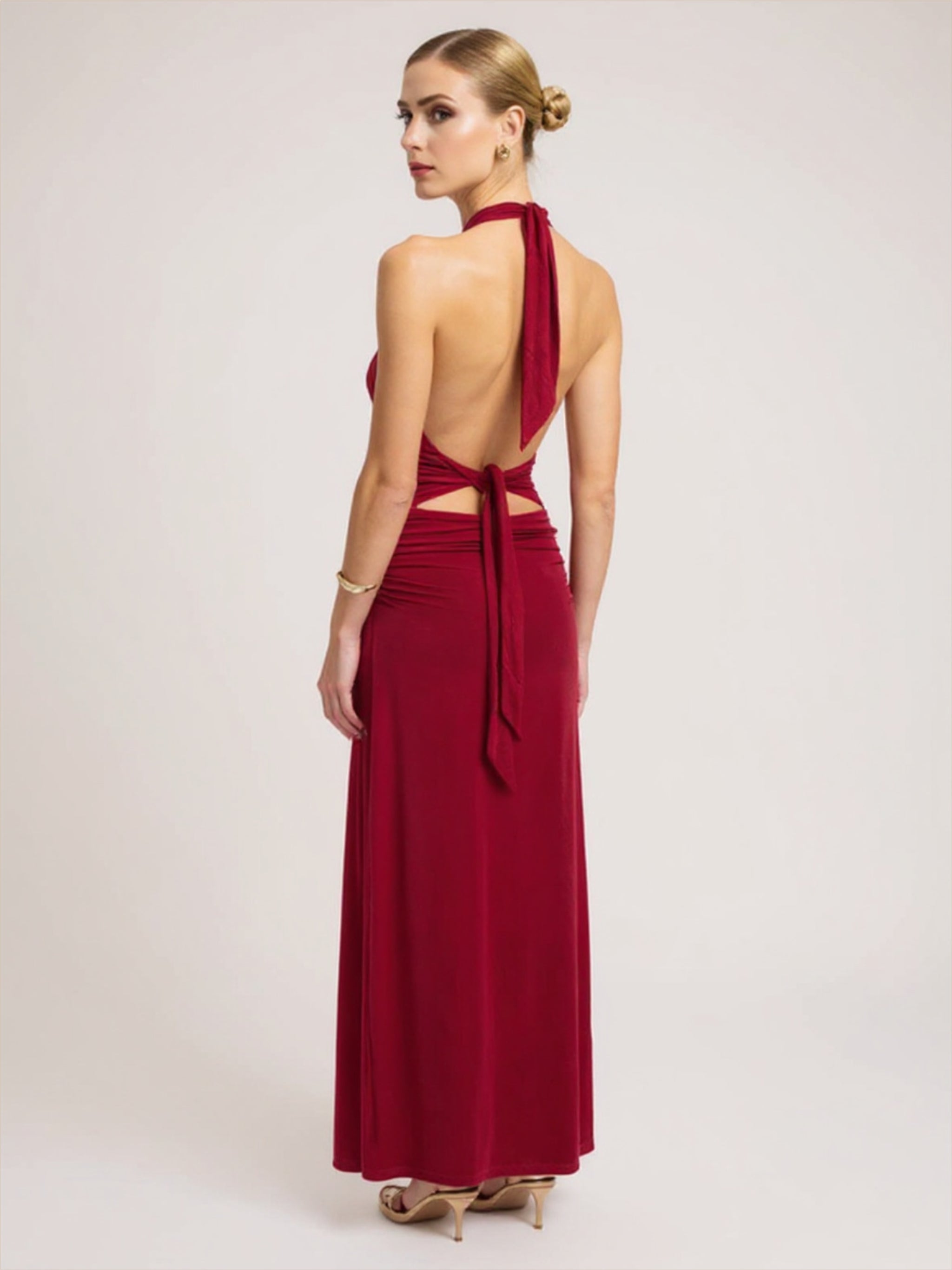 Sexy Halter V-Neck Maxi Dress