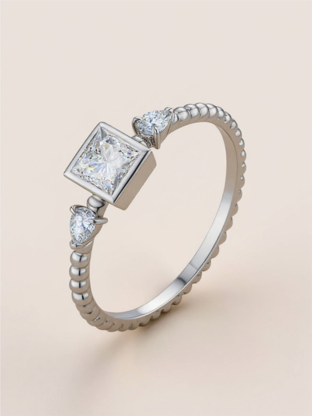 Moissanite Square Shape 925 Sterling Silver Ring