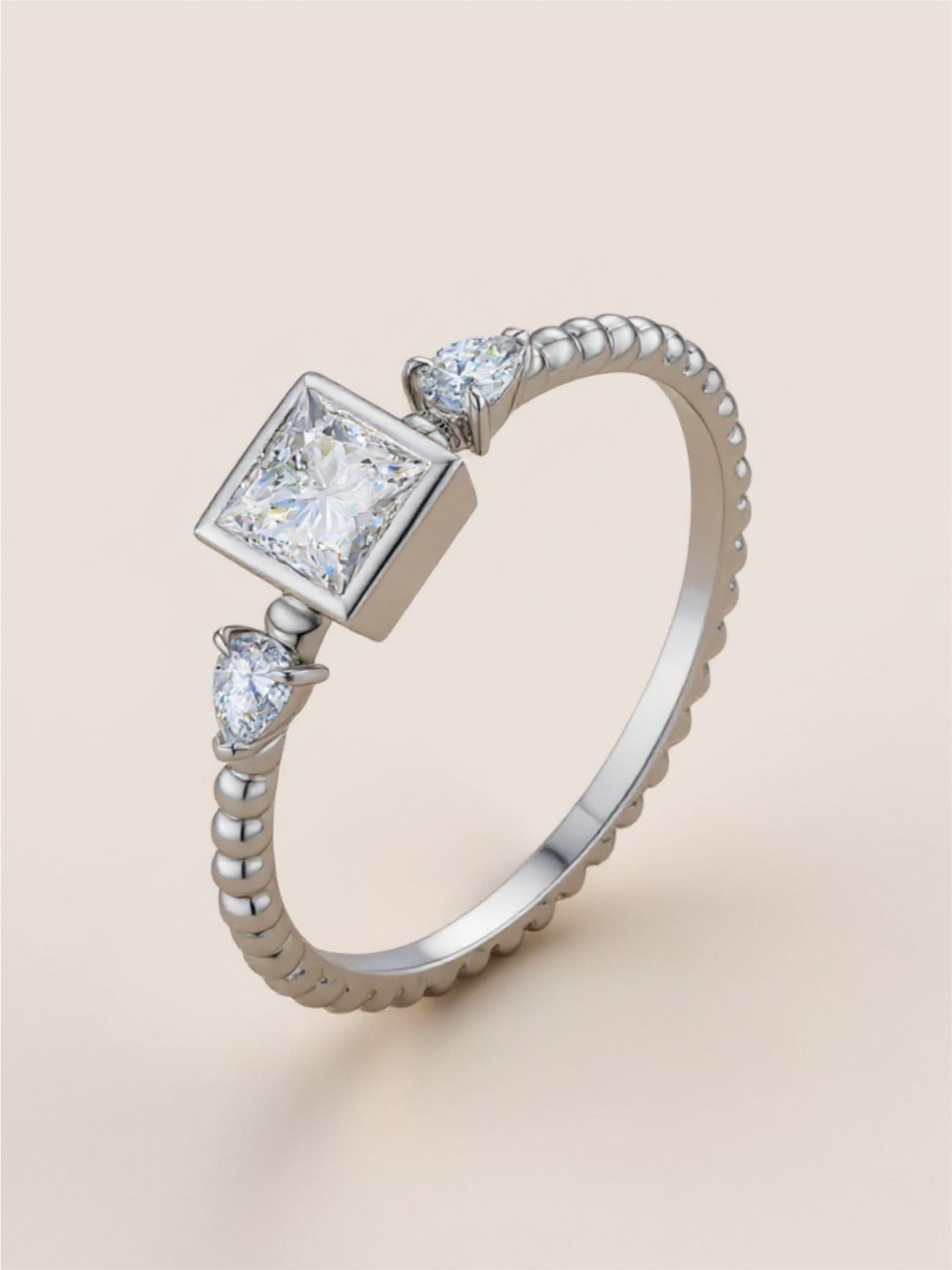 Moissanite Square Shape 925 Sterling Silver Ring