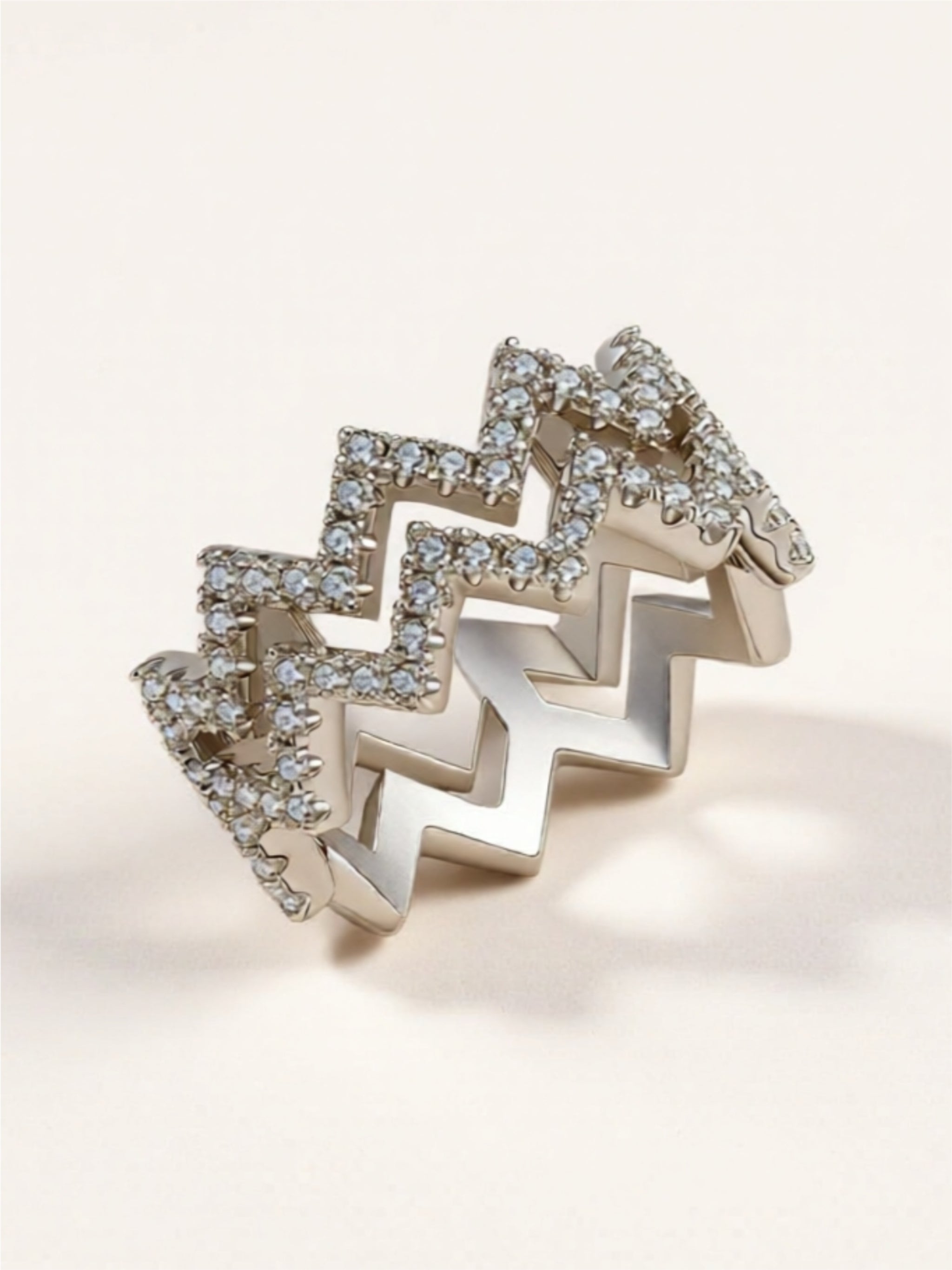 Moissanite Zigzag Stacking Rings 925 Sterling Silver