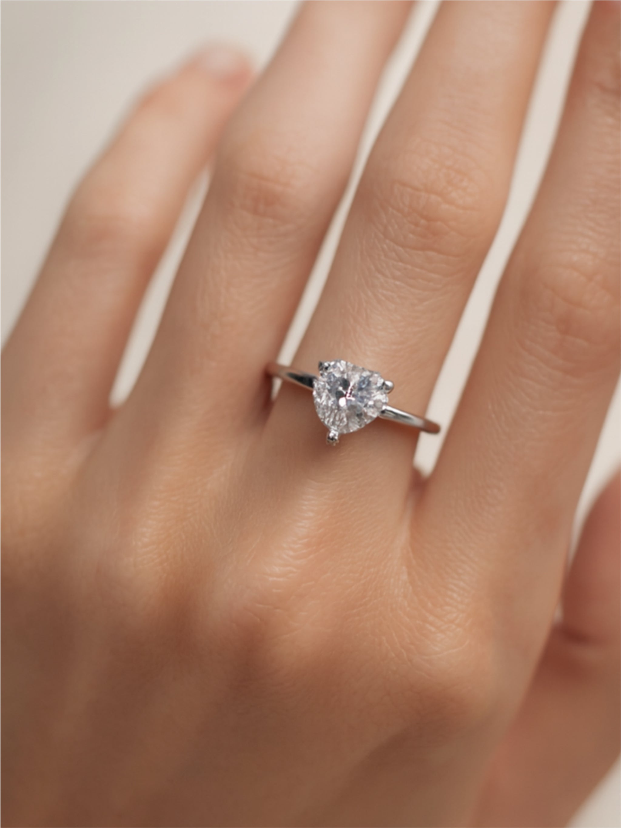 925 Sterling Silver Heart Moissanite Solitaire Ring