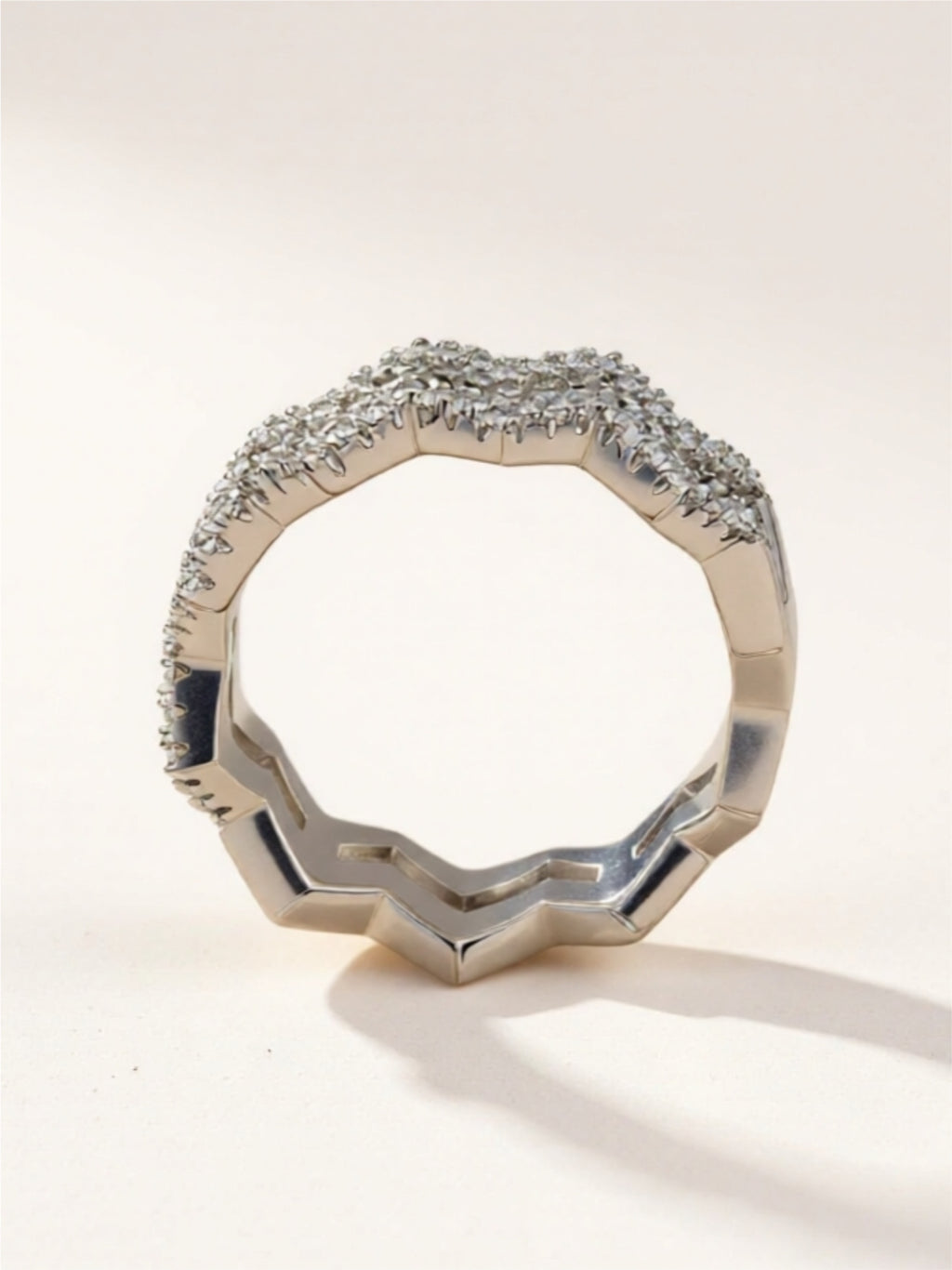 Moissanite Zigzag Stacking Rings 925 Sterling Silver