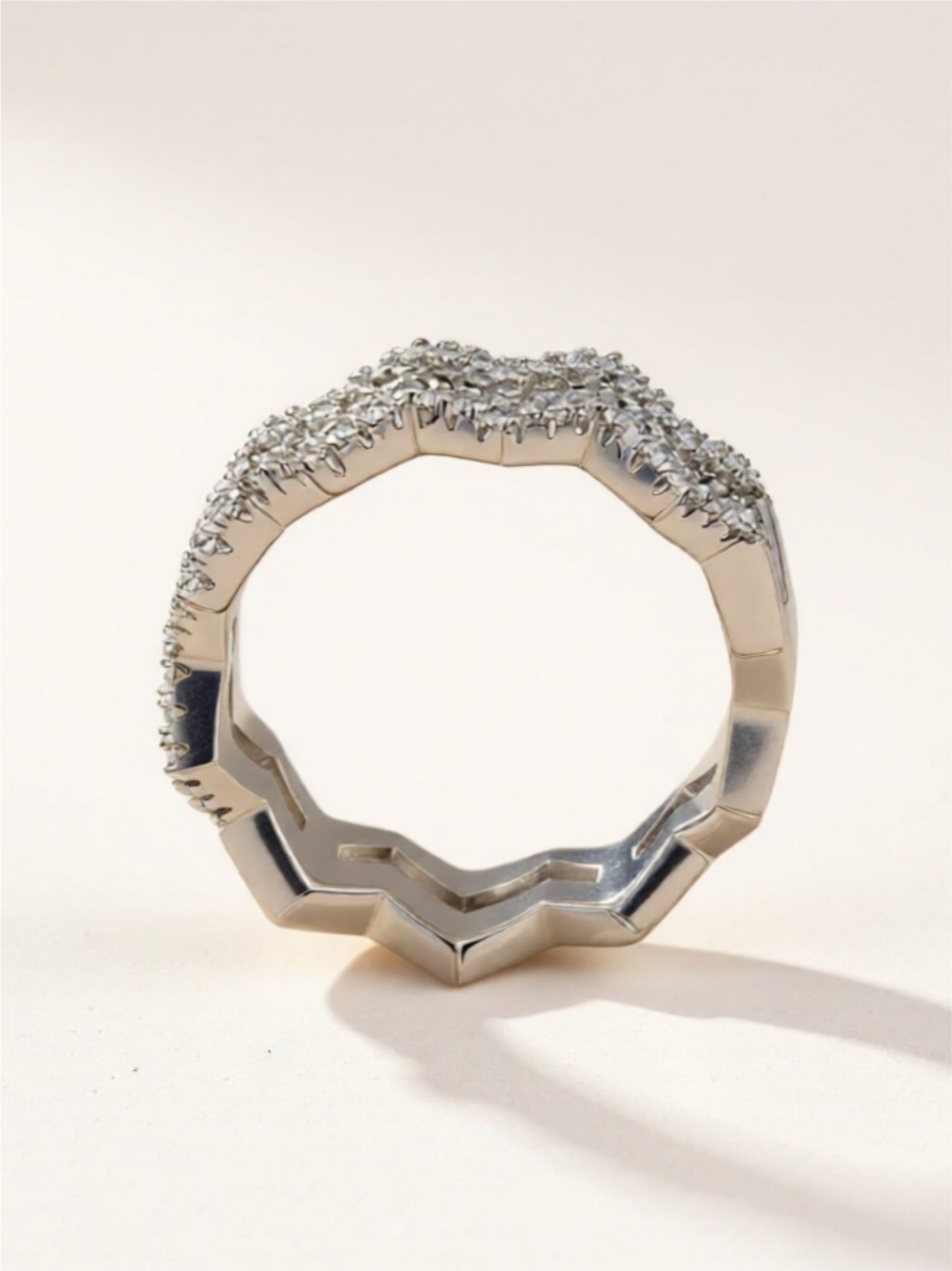 Moissanite Zigzag Stacking Rings 925 Sterling Silver