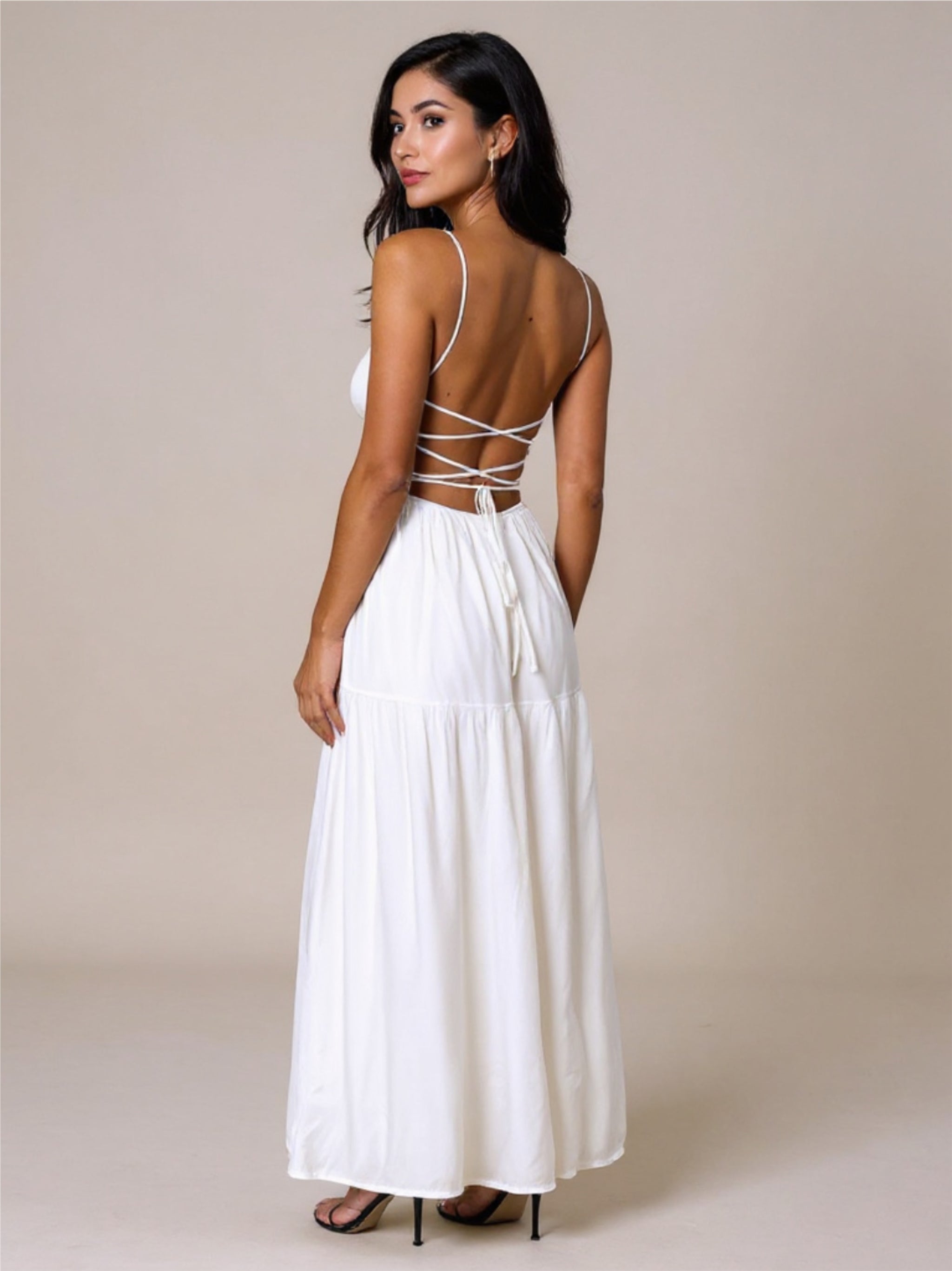 A-Line Tie Waist Maxi Dress