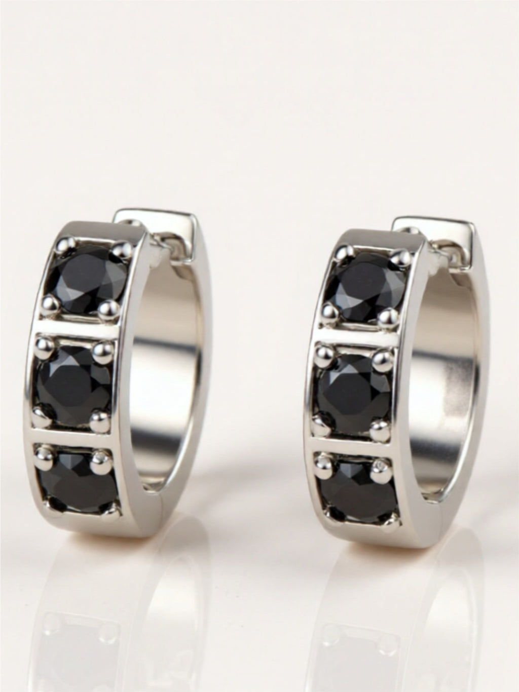 Inlaid Moissanite Huggie Earrings 925 Sterling Silver