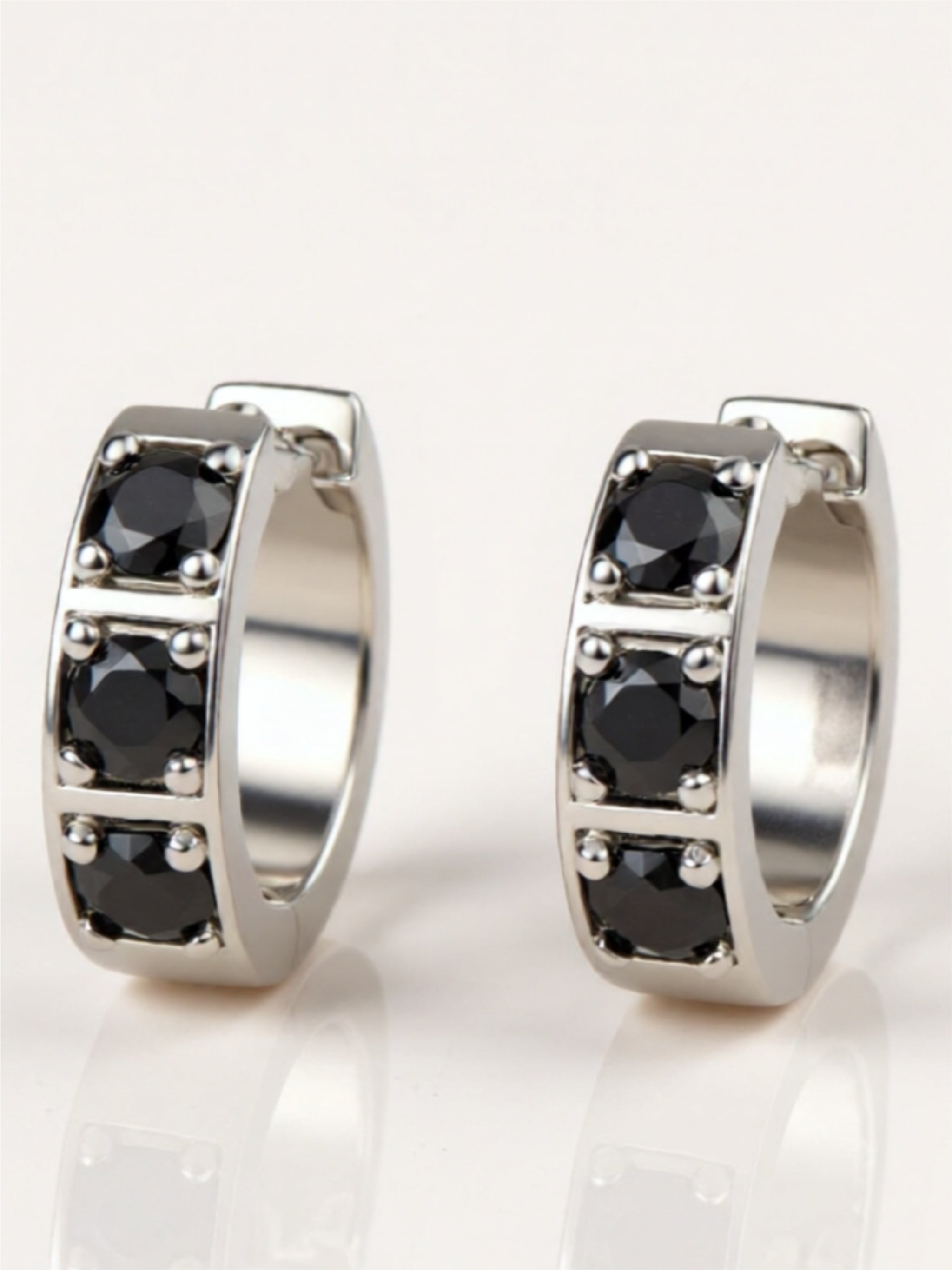 Inlaid Moissanite Huggie Earrings 925 Sterling Silver