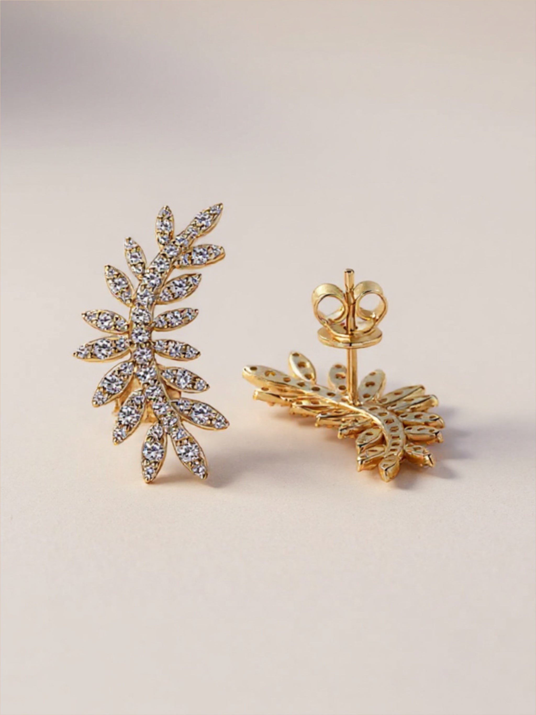 Moissanite 925 Sterling Silver Leaf Shape Stud Earrings