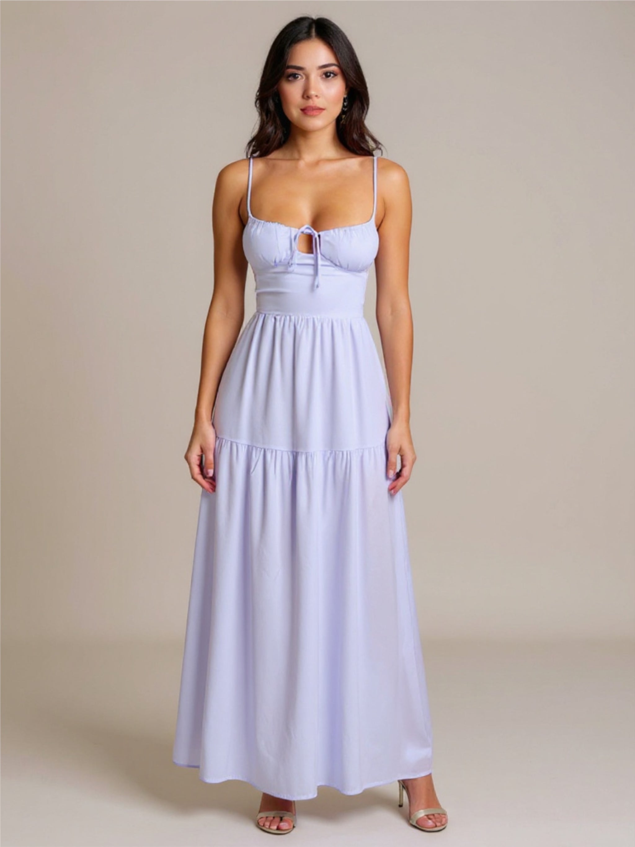 A-Line Tie Waist Maxi Dress