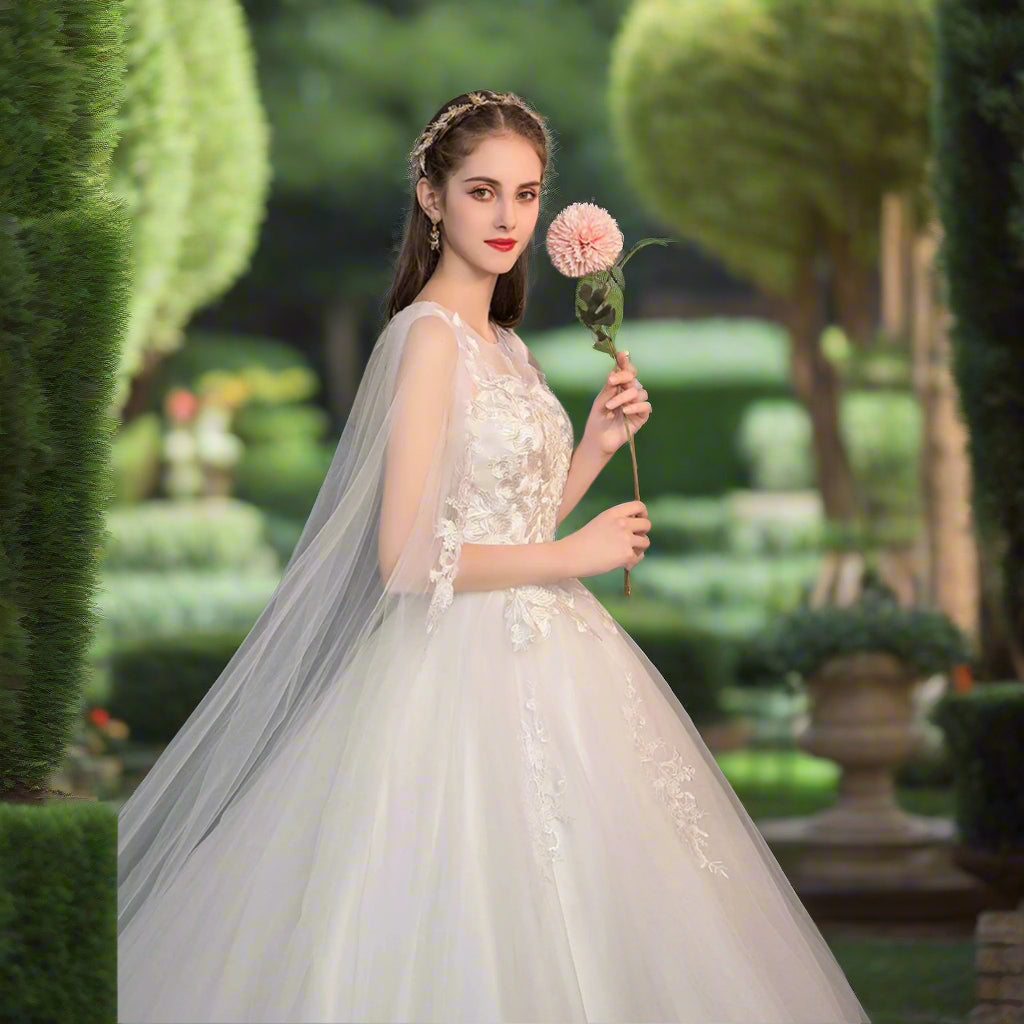 Wedding Dress With Long Cape
