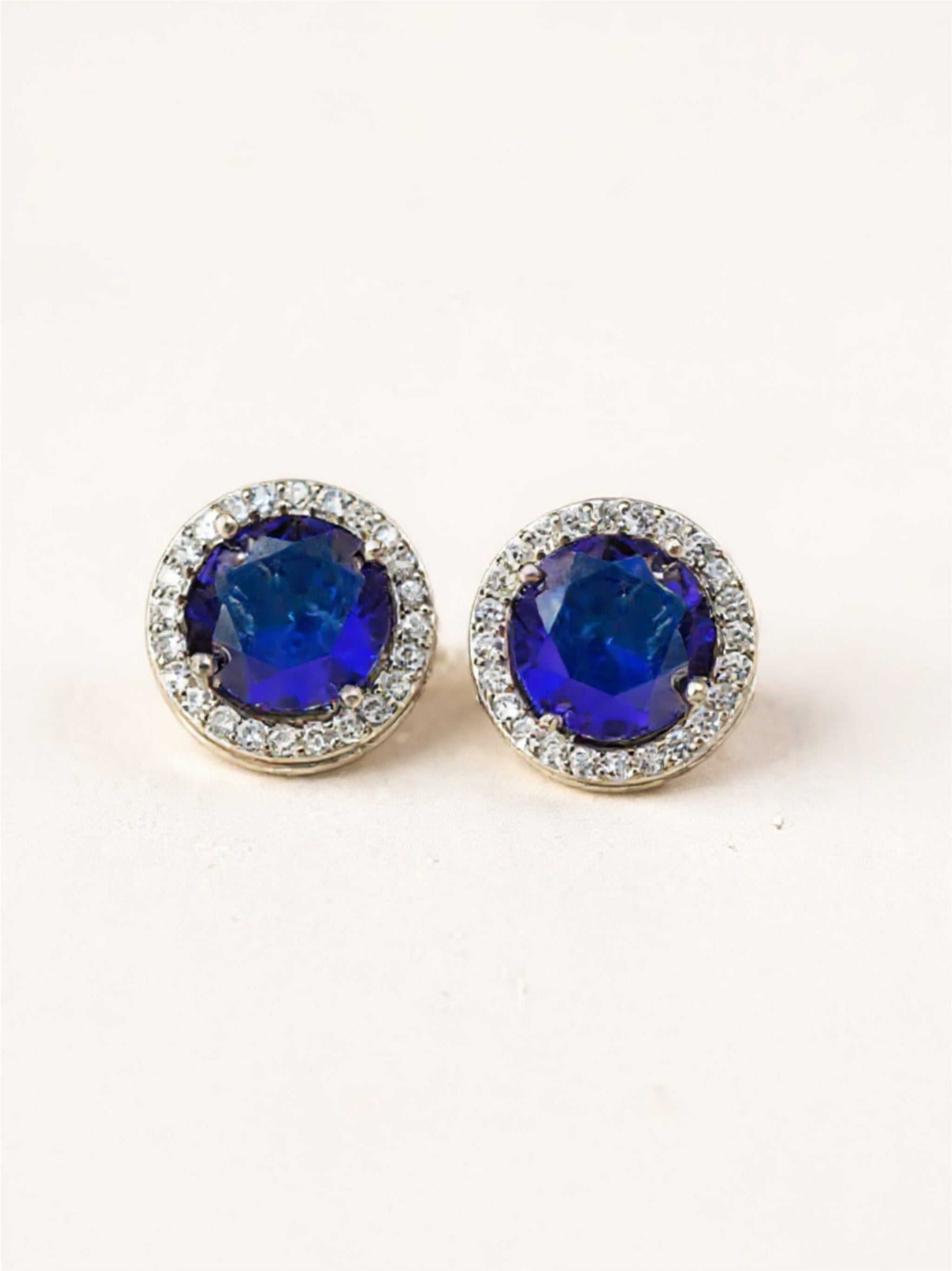 Contrast 2 Carat Blue Moissanite 925 Sterling Silver Stud Earrings